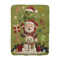 Magical Christmas Cartoon Blanket Christmas Stack Sherpa Blanket  Grinch, Santa & Snowman Holiday Throw