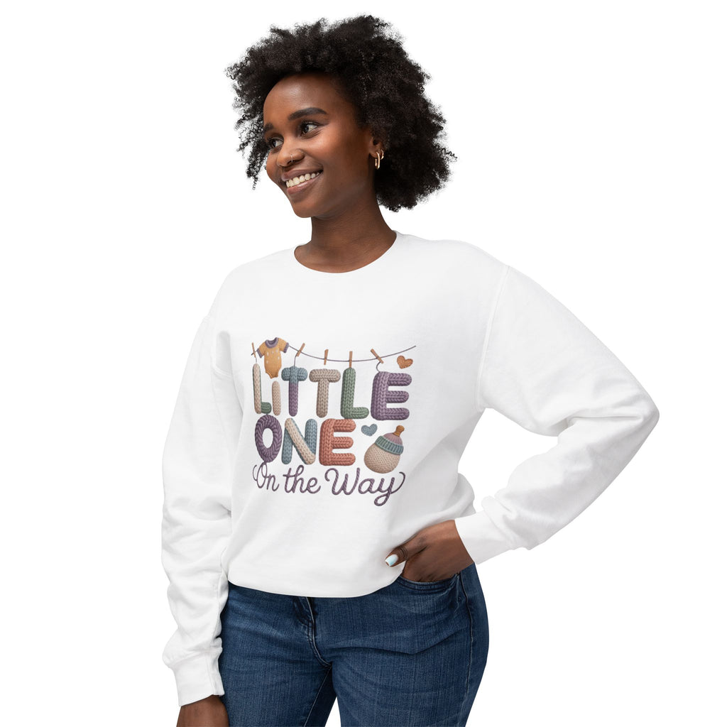 Little One On The Way Sweatshirt  Cute Baby Shower Announcement Crewneck