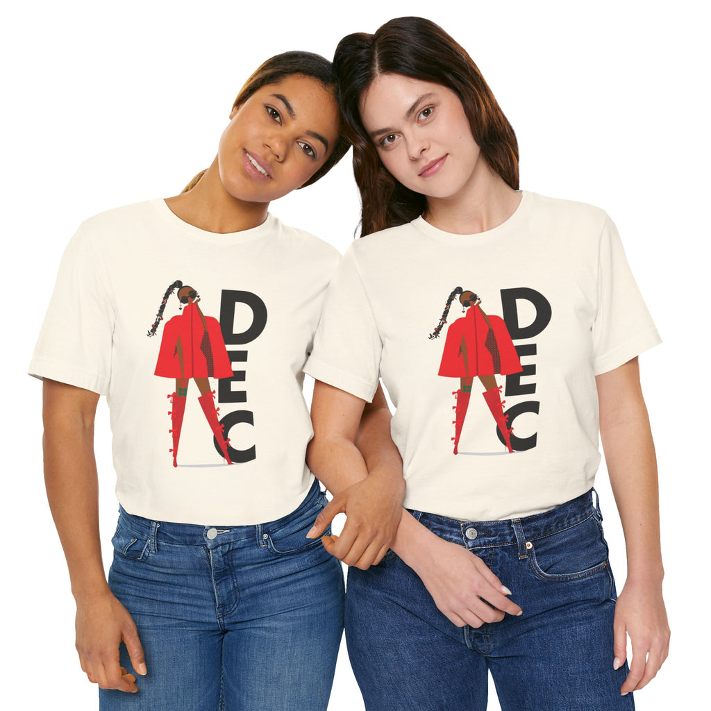 December Fashion Tee  Red Coat Model Graphic Shirt