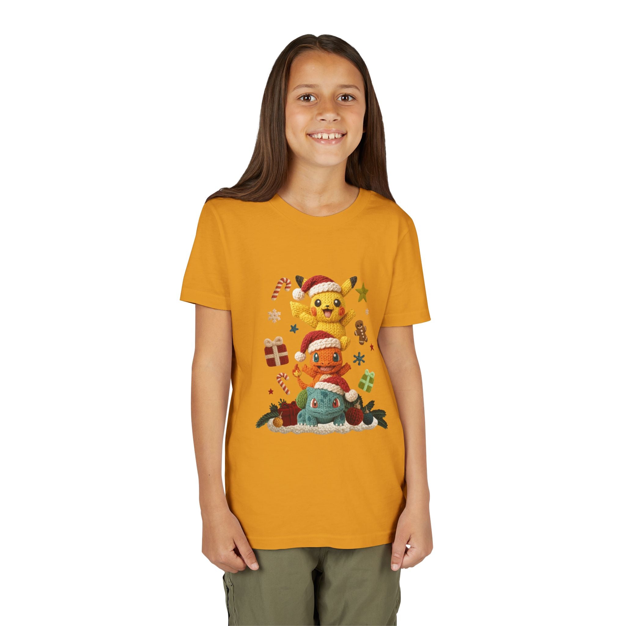 Kids Holiday Tee  Cute Stacked cartoon Characters Christmas Design
