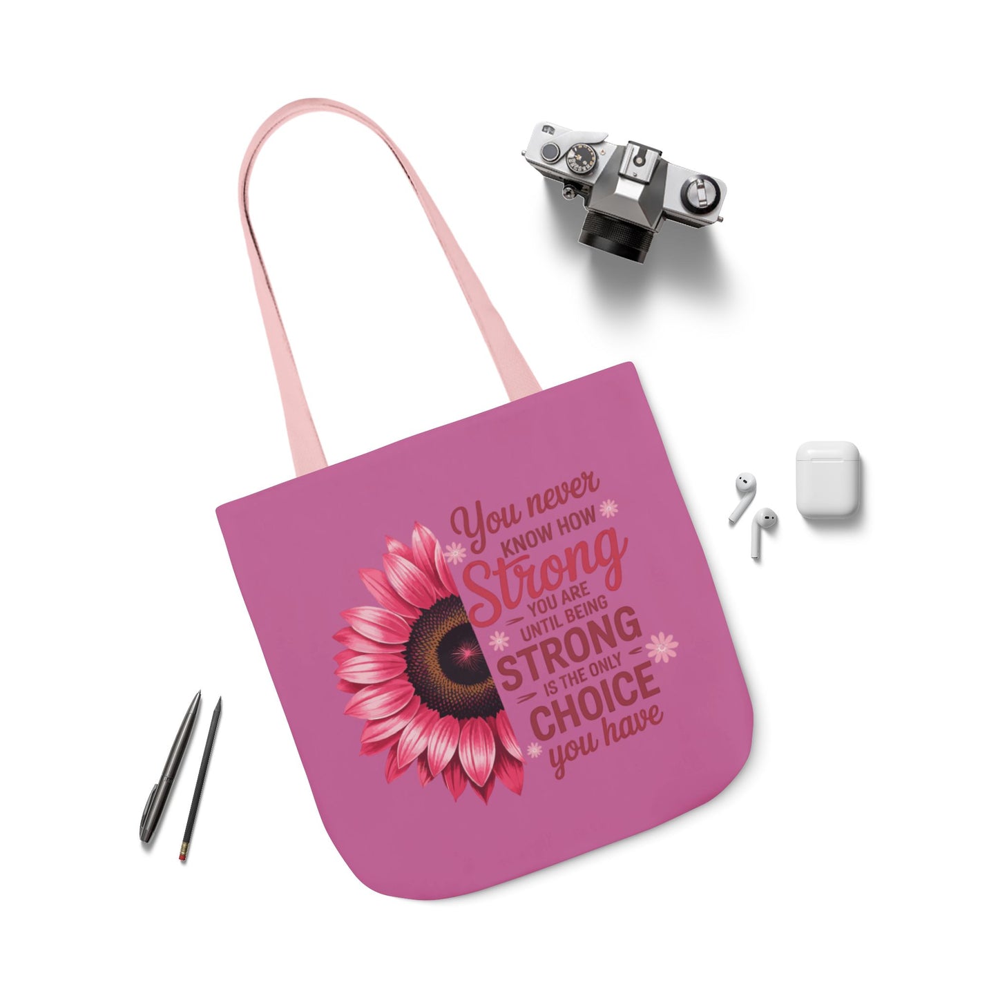 Cancer Survivor Hope Collection Inspirational Canvas Tote Bag with Floral Design