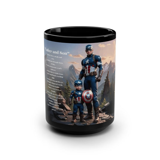 FATHER QUOTE MUG Ergonomic Handle Mug Hot and Cold Beverage Mug  Black Mug, 15oz