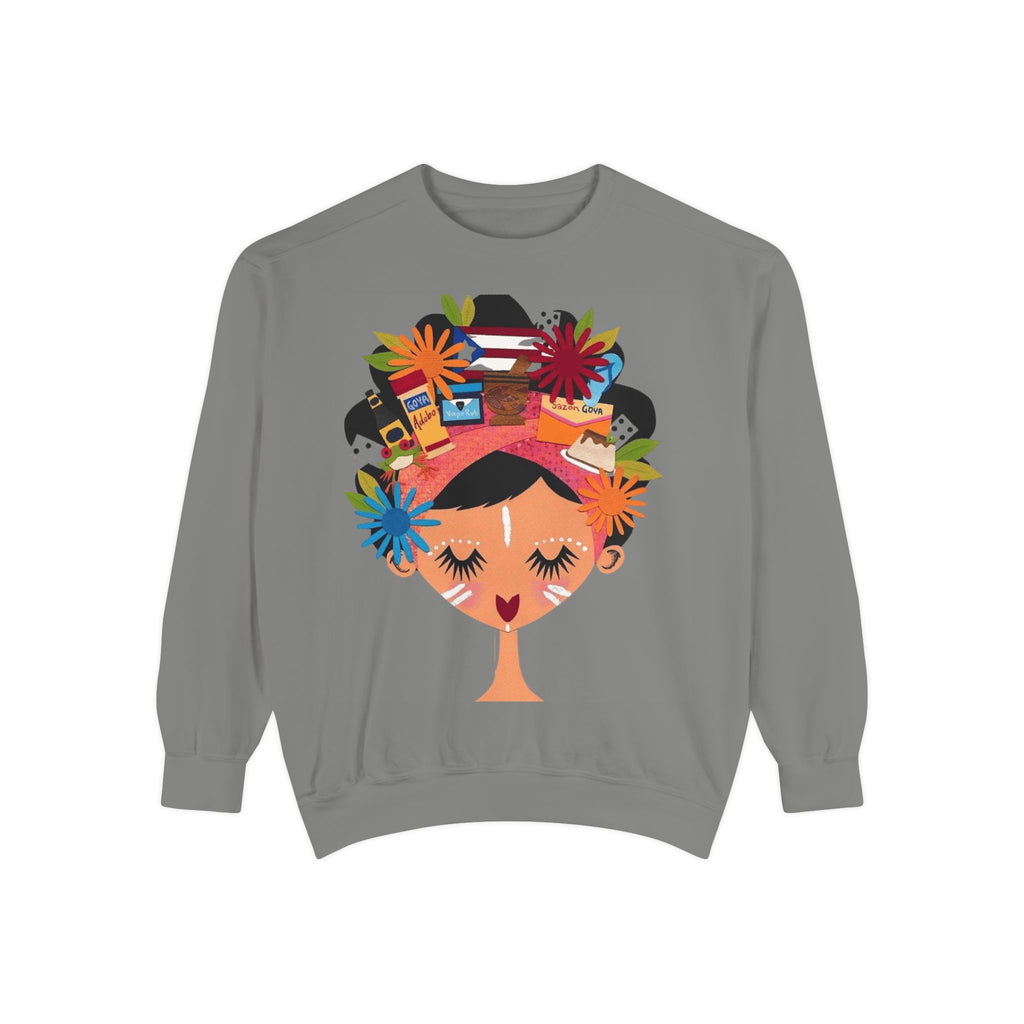 Floral Fiesta Sweatshirt — Colorful Tropical Woman Graphic Puerto Rico Navidades