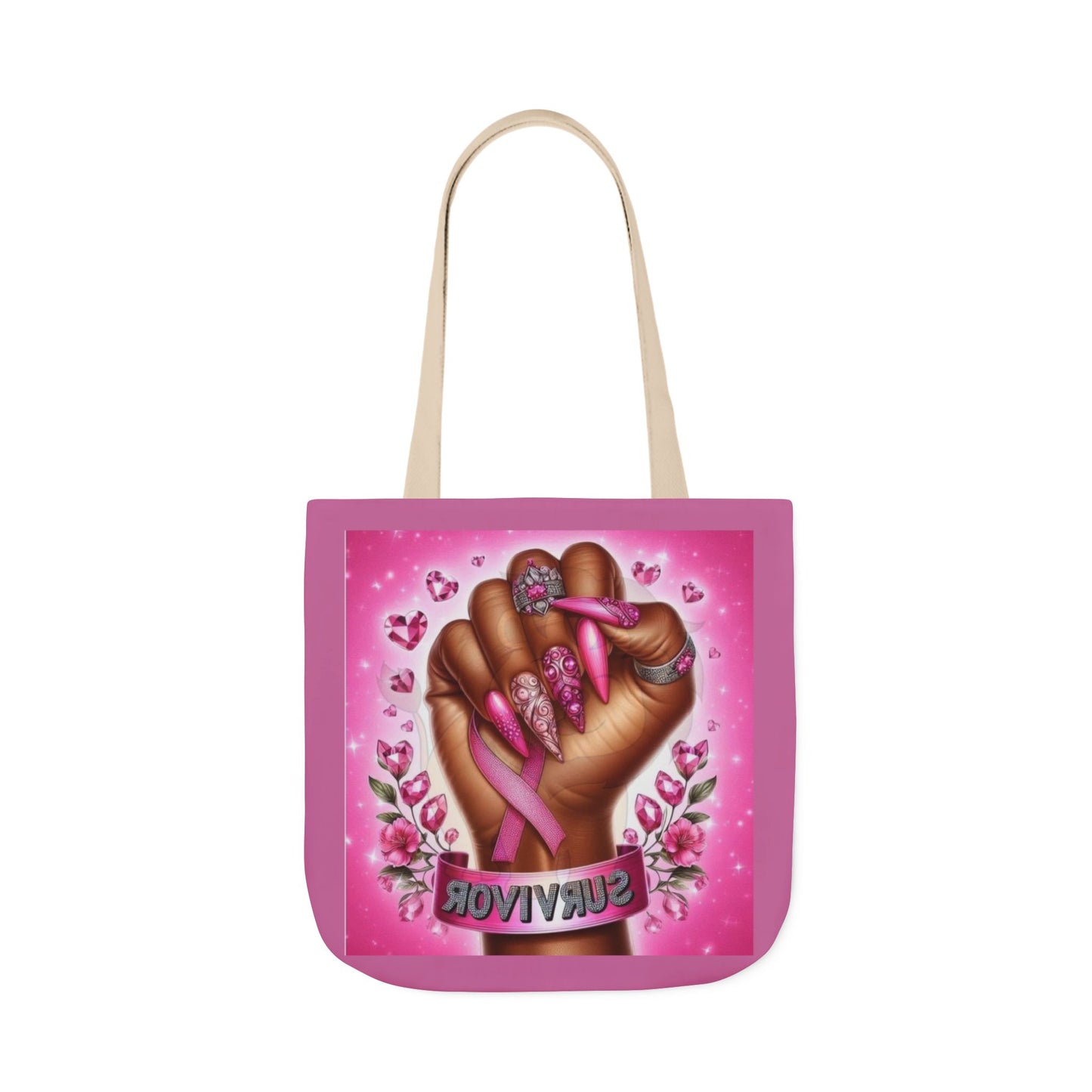 Breast Cancer Survivor Tote Bag  Pink Ribbon Empowerment Canvas Tote