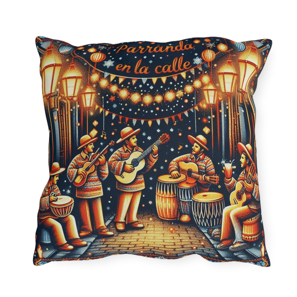 Puerto Rico Culture Pillow Outdoor Pillow  Parranda en la Calle Latin Street Music Festival Throw Pillow
