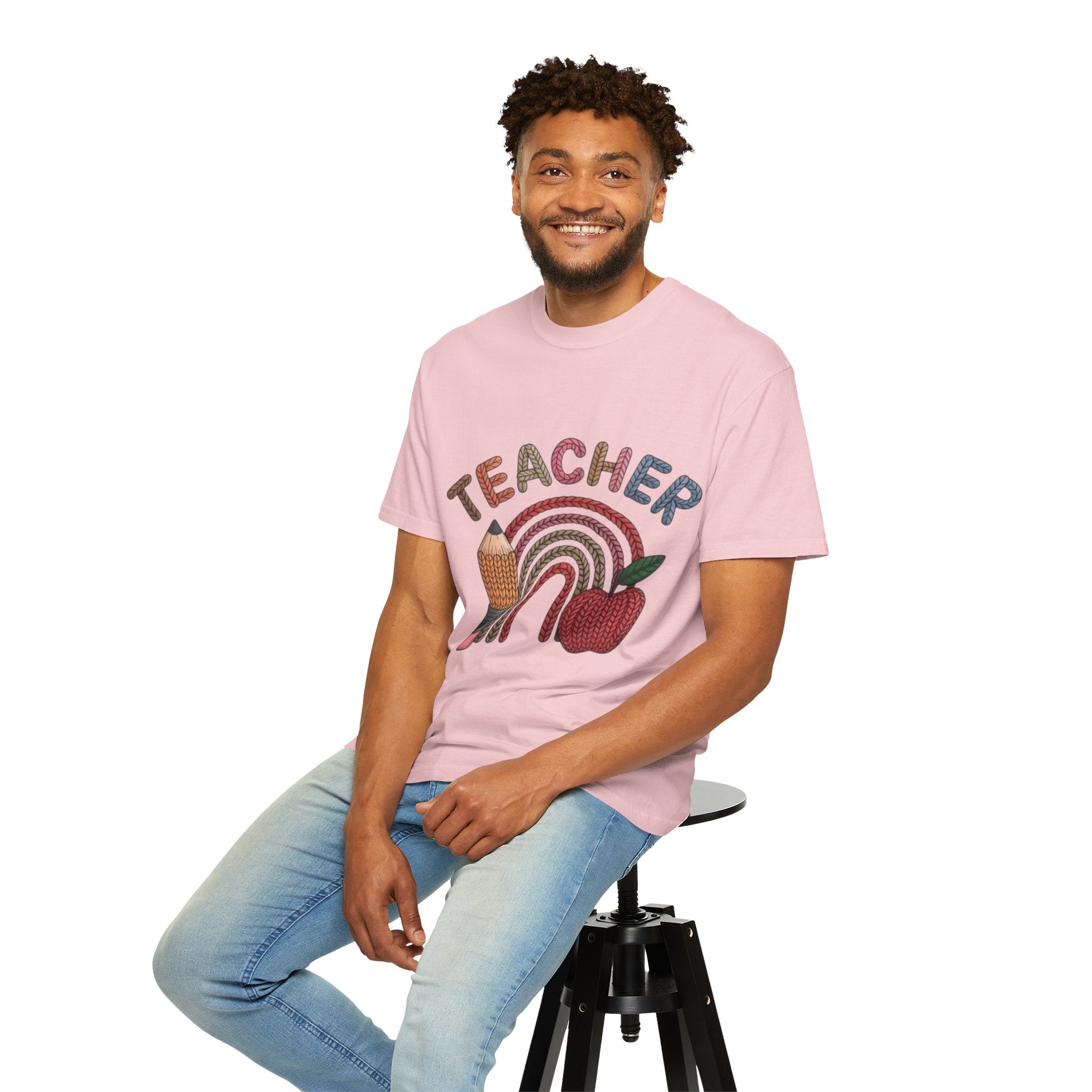 Teacher Rainbow Pencil & Apple T-Shirt — Back-to-School Gift for Educators