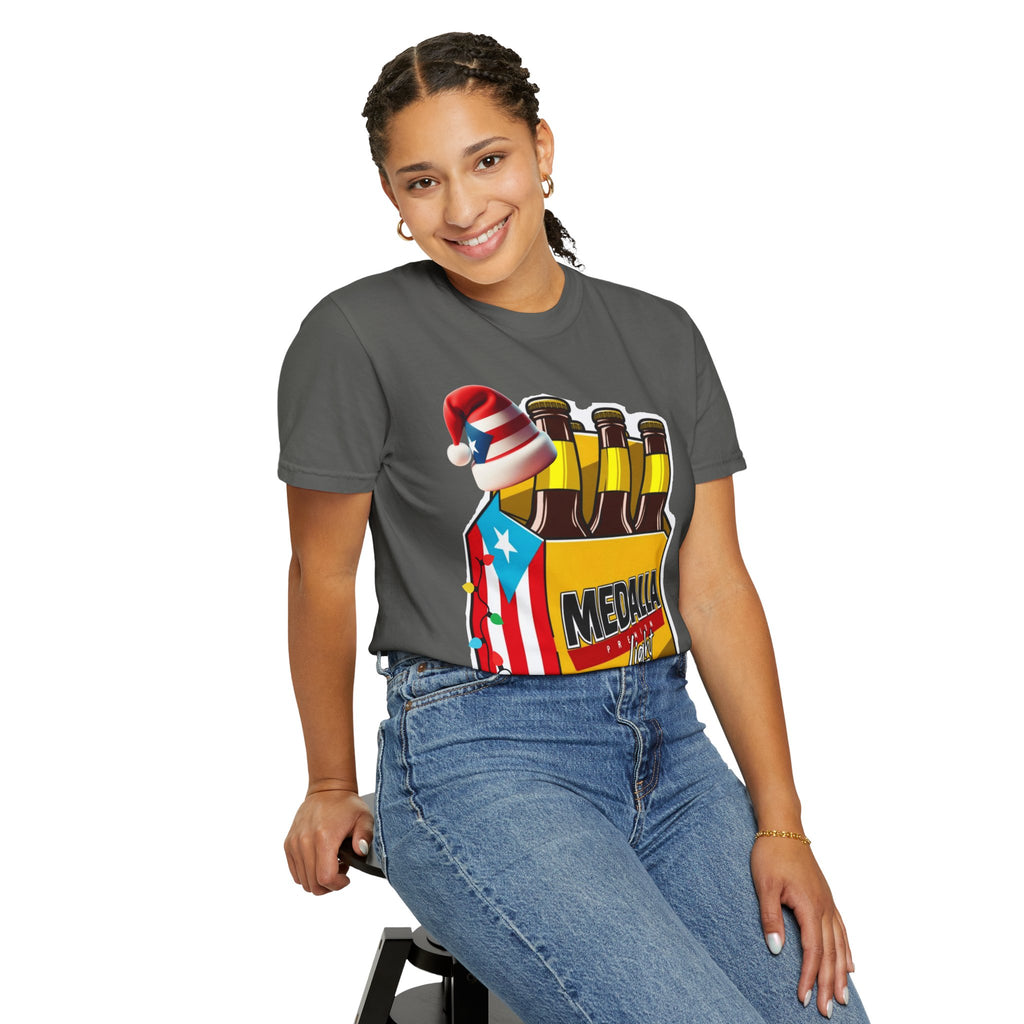 Medalla Light Beer T-Shirt  Navidad Boricua Holiday Tee Puerto Rico’s Navidades