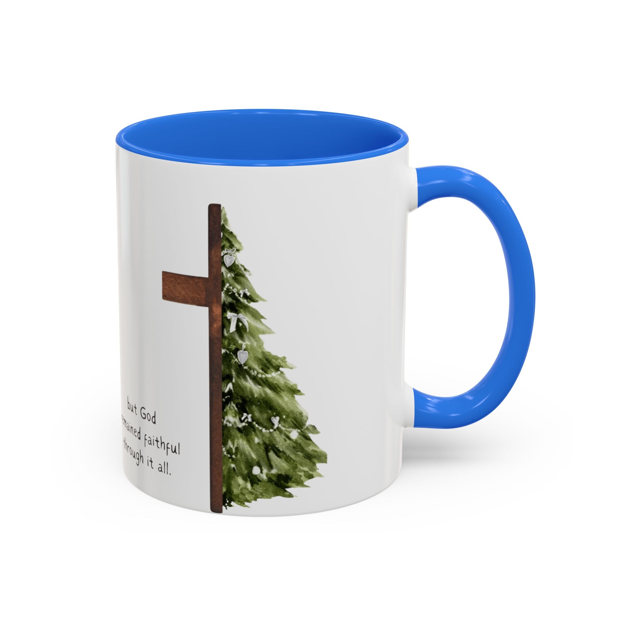Christian Cross & Pine Tree Mug — Faith Reminder Coffee Cup (11oz/15oz)