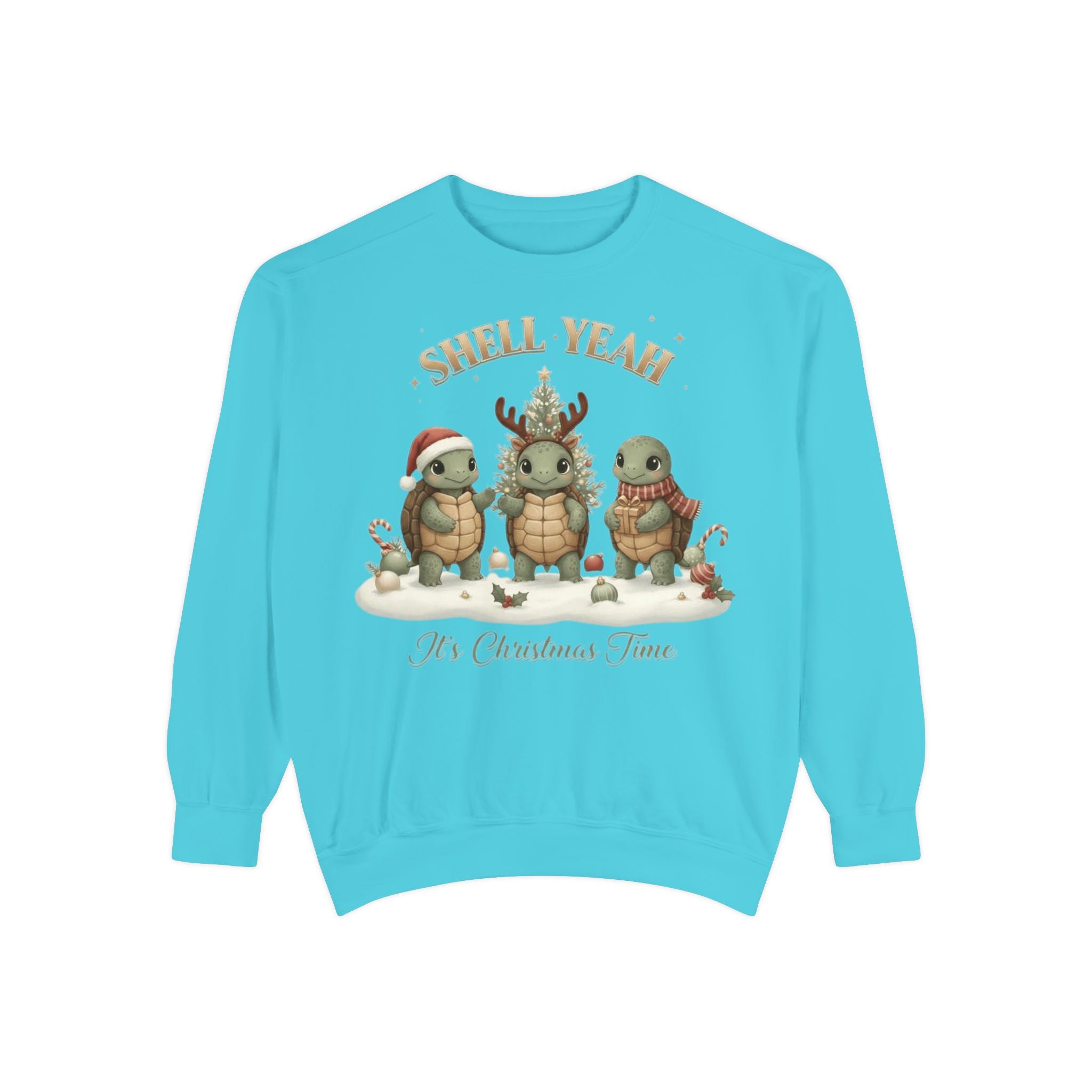 Christmas Turtle Sweatshirt  "Shell Yeah, It’s Christmas Time" Holiday Pullover