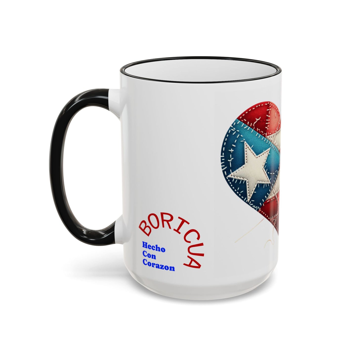 Puerto Rico Flag Heart Accent Rim Mug — Patriotic Coffee Cup (11oz/15oz)