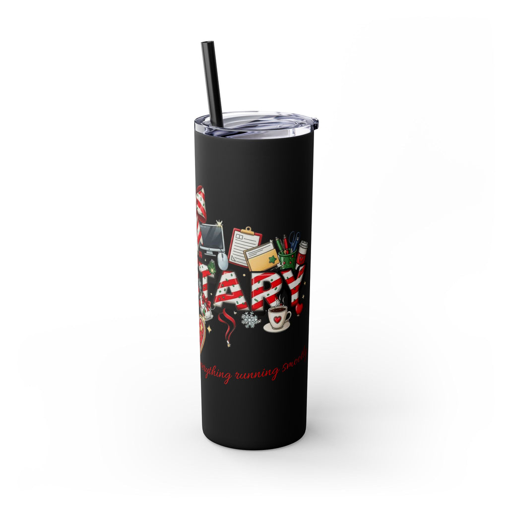 Christmas mug for the office team who keeps everything running smoothly. Candy Cane Christmas Office Secret Santa Design, 20oz with Straw