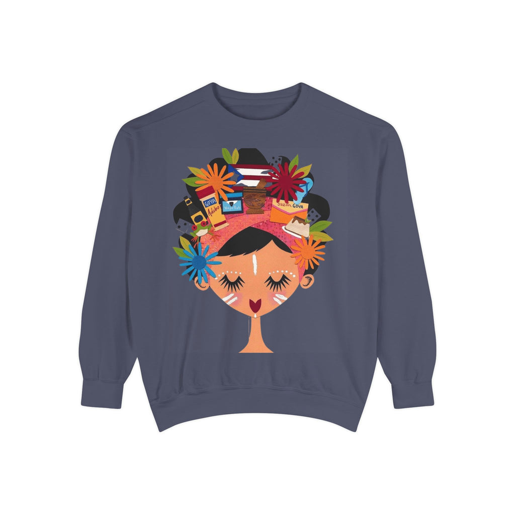 Floral Fiesta Sweatshirt — Colorful Tropical Woman Graphic Puerto Rico Navidades