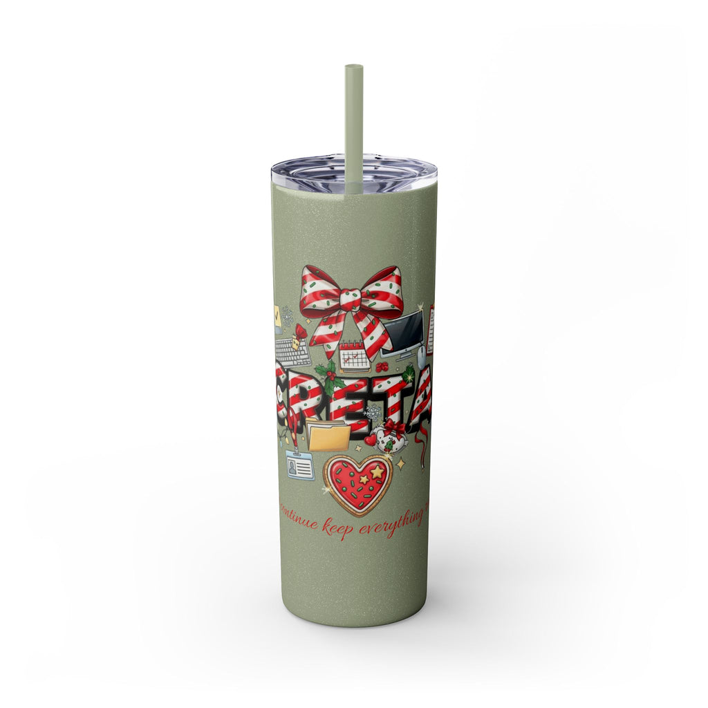 Christmas mug for the office team who keeps everything running smoothly. Candy Cane Christmas Office Secret Santa Design, 20oz with Straw