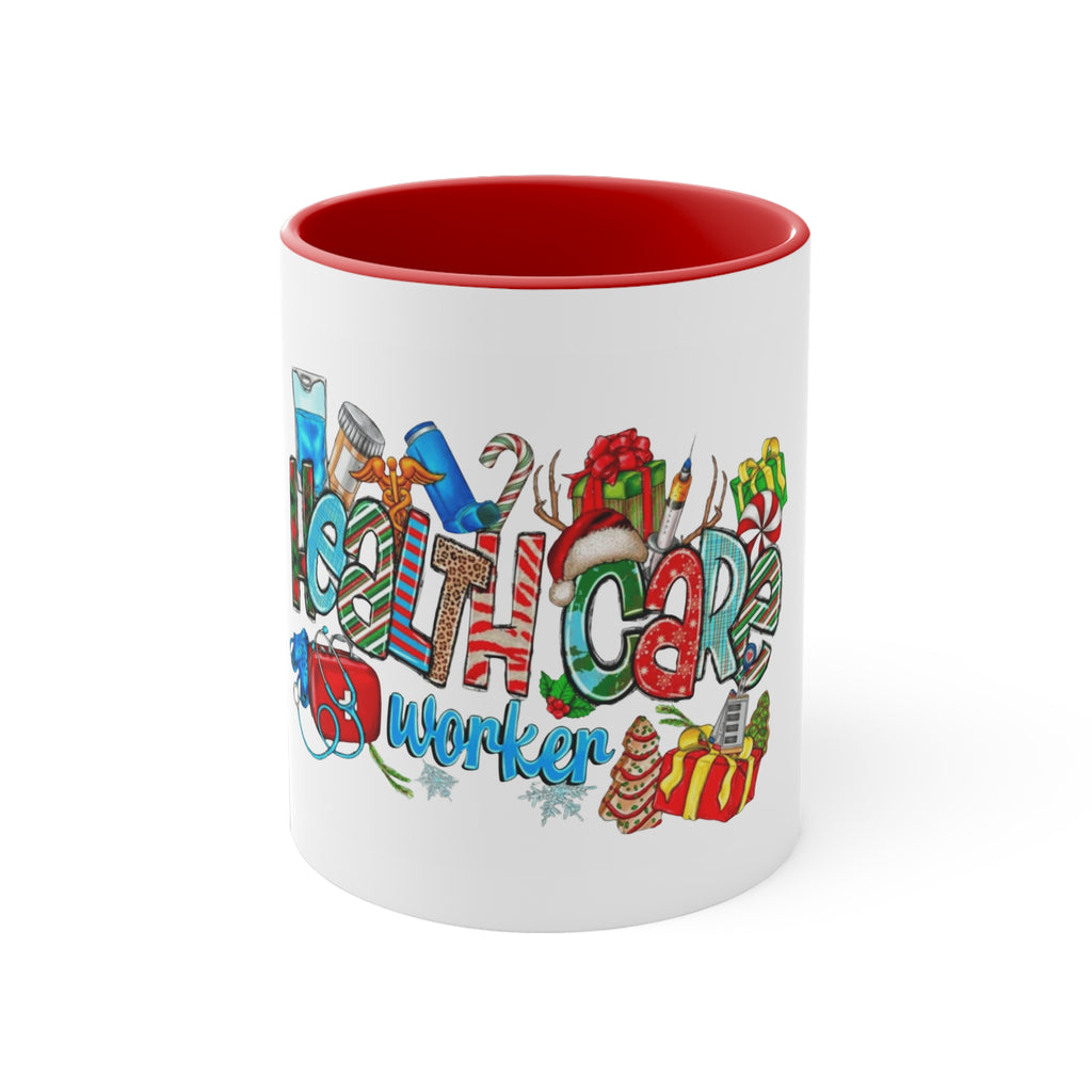 Healthcare Worker Christmas Accent Mug — Festive Holiday Nurse & Doctor Gift (11oz) Medical Christmas Mug