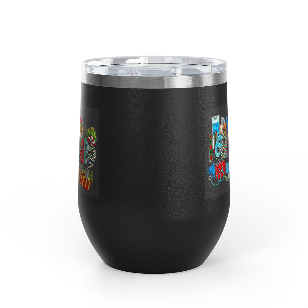 Healthcare Worker 12oz Wine Tumbler — Colorful Holiday Medical Staff Gift Medical Christmas Mug