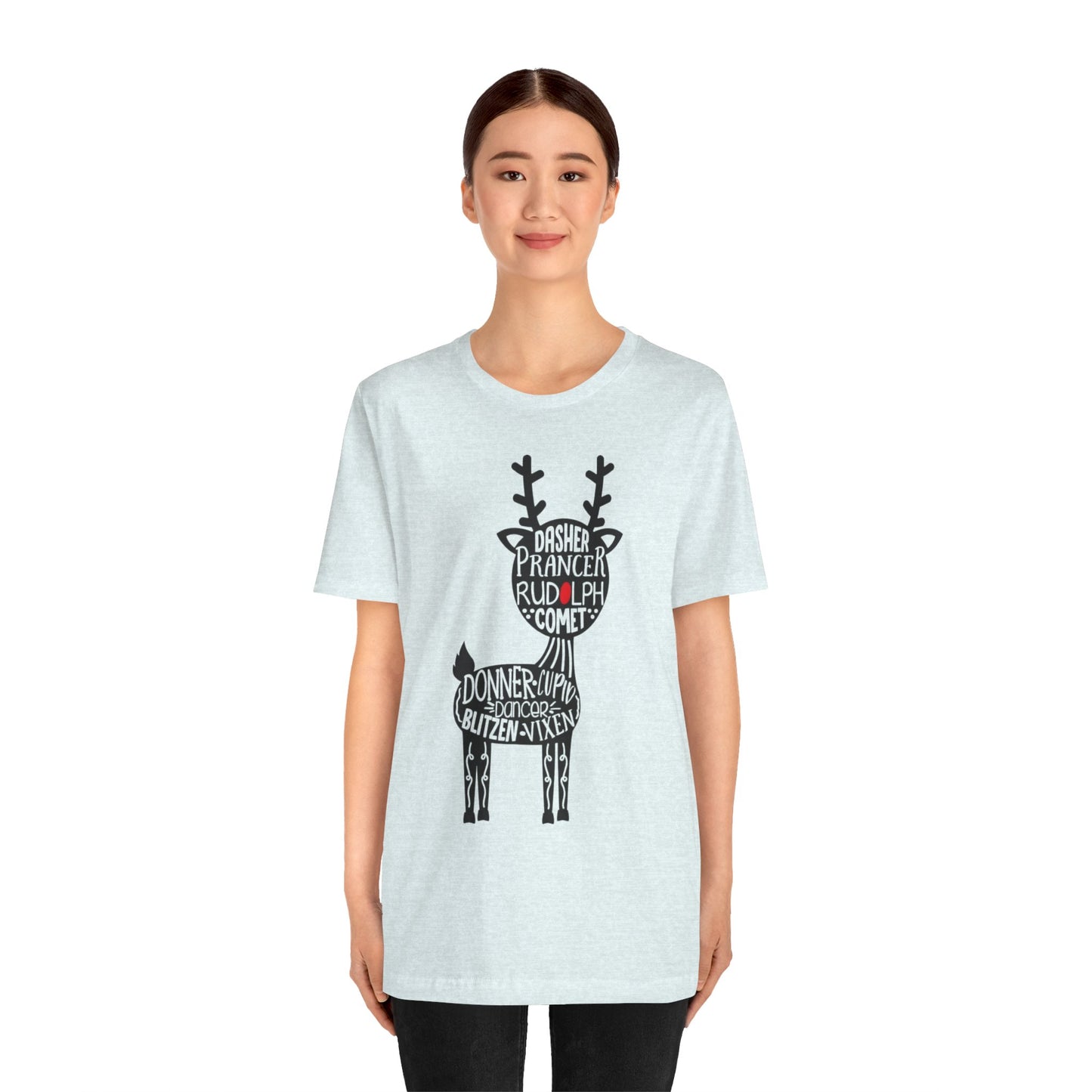 Christmas Reindeer Graphic Tee - Unisex Jersey Short Sleeve Shirt