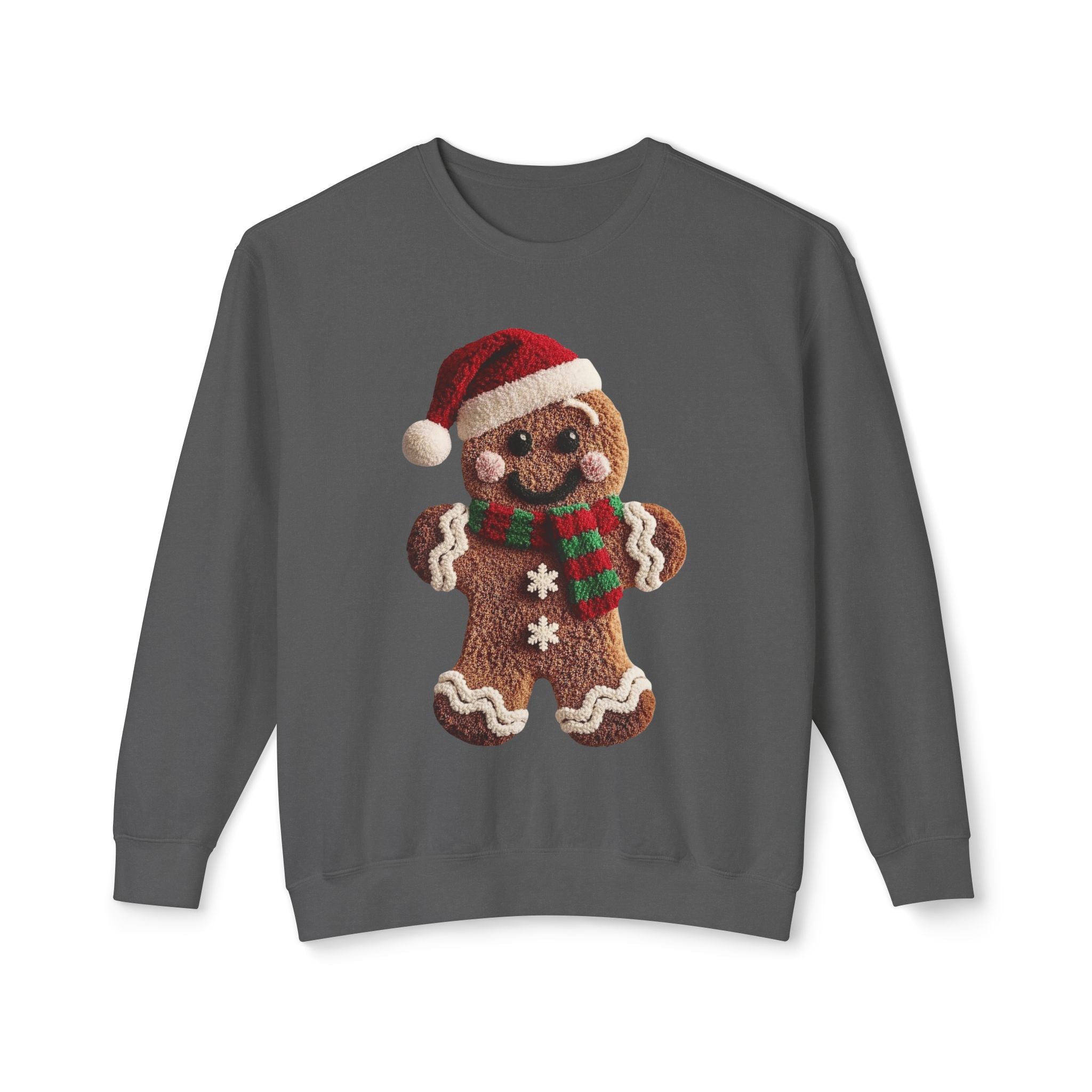 Gingerbread Cookie Christmas Sweatshirt – Cute Santa Hat & Scarf Holiday Crewneck