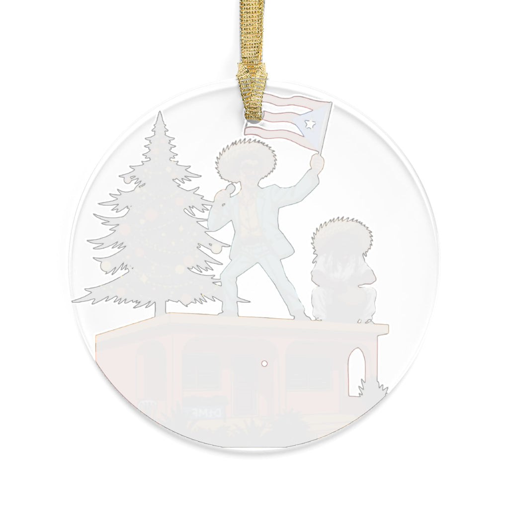 Puerto Rican Nochebuena Acrylic Ornament  Festive Boricua Christmas Decoration Feliz Navidad Boricua Glass Ornament