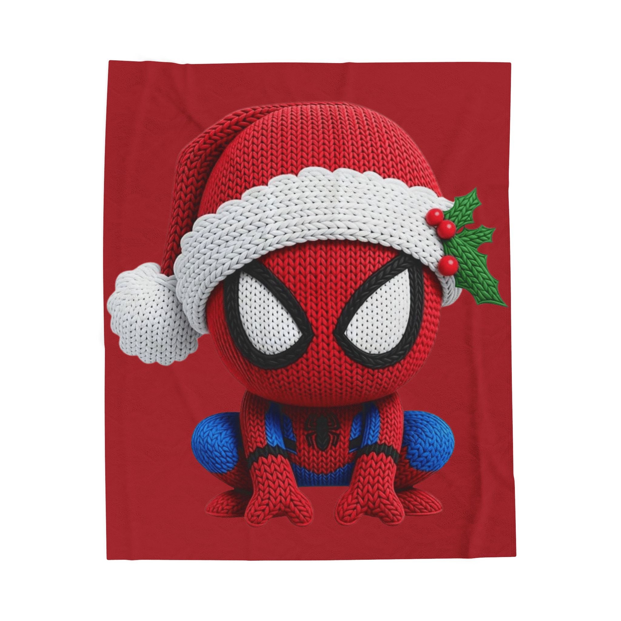 Magical Christmas Cartoon Blanket Christmas Spider Plush Blanket Cute Santa Hat Knit Spider-Man Throw