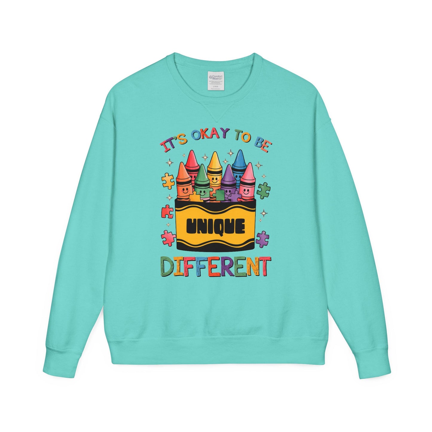 Autism Awareness & Pride Collection Unique & Different Crewneck Sweatshirt - Unisex ComfortWash®