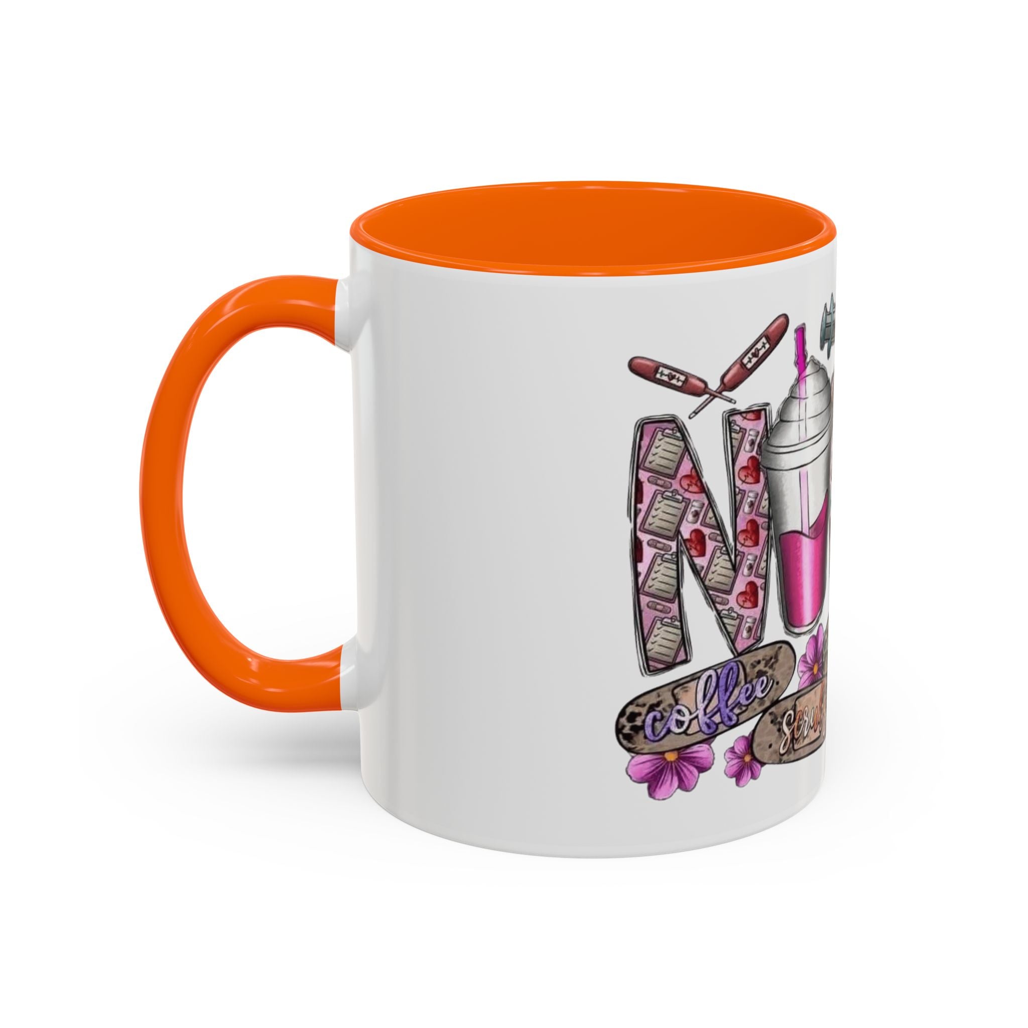 Nurse Love Coffee Mug  Cute Floral Medical Stethoscope & Syringe Design (11/15oz) Medical Christmas Mug