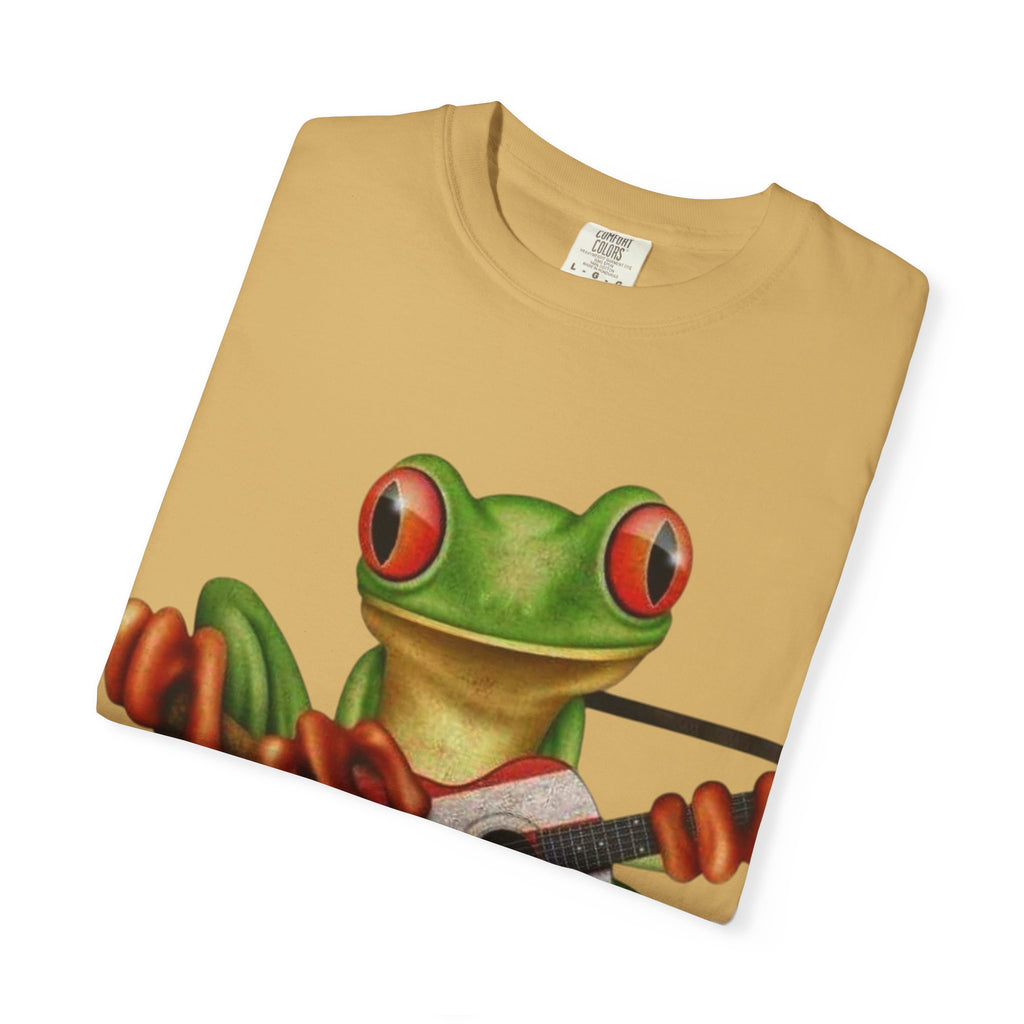Where Boricua Meets Funky Guitar Frog T-Shirt, , Music Lover Gift, Cool Animal T-Shirt, Summer Style, Lightweight Apparel