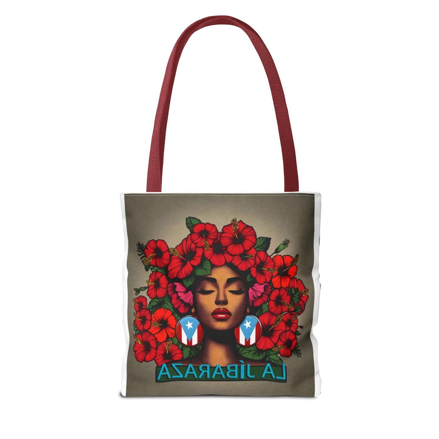 La Jíbara Tote Bag — Puerto Rican Floral Portrait Canvas Tote Puerto Rico Christmas Tote