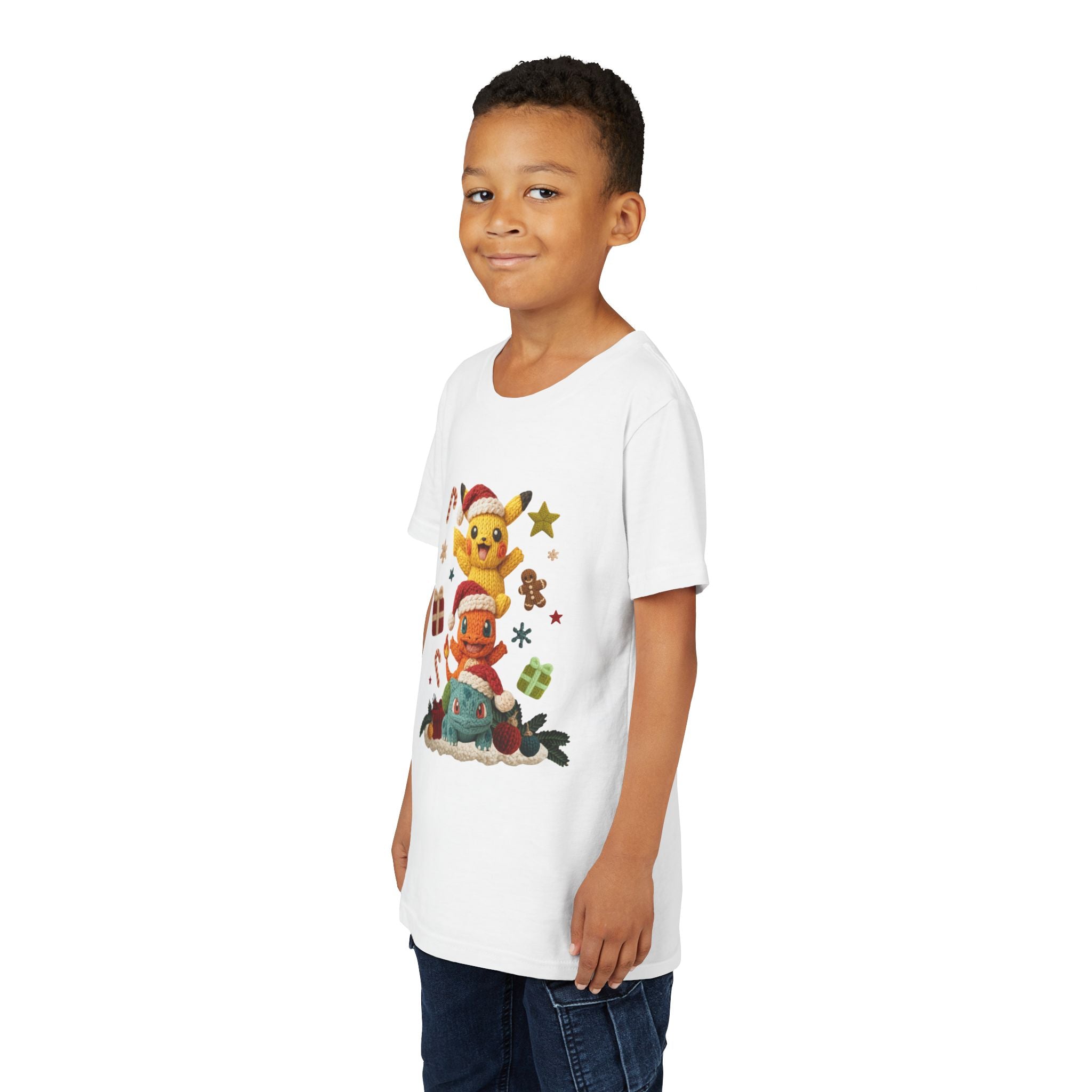 Kids Holiday Tee  Cute Stacked cartoon Characters Christmas Design