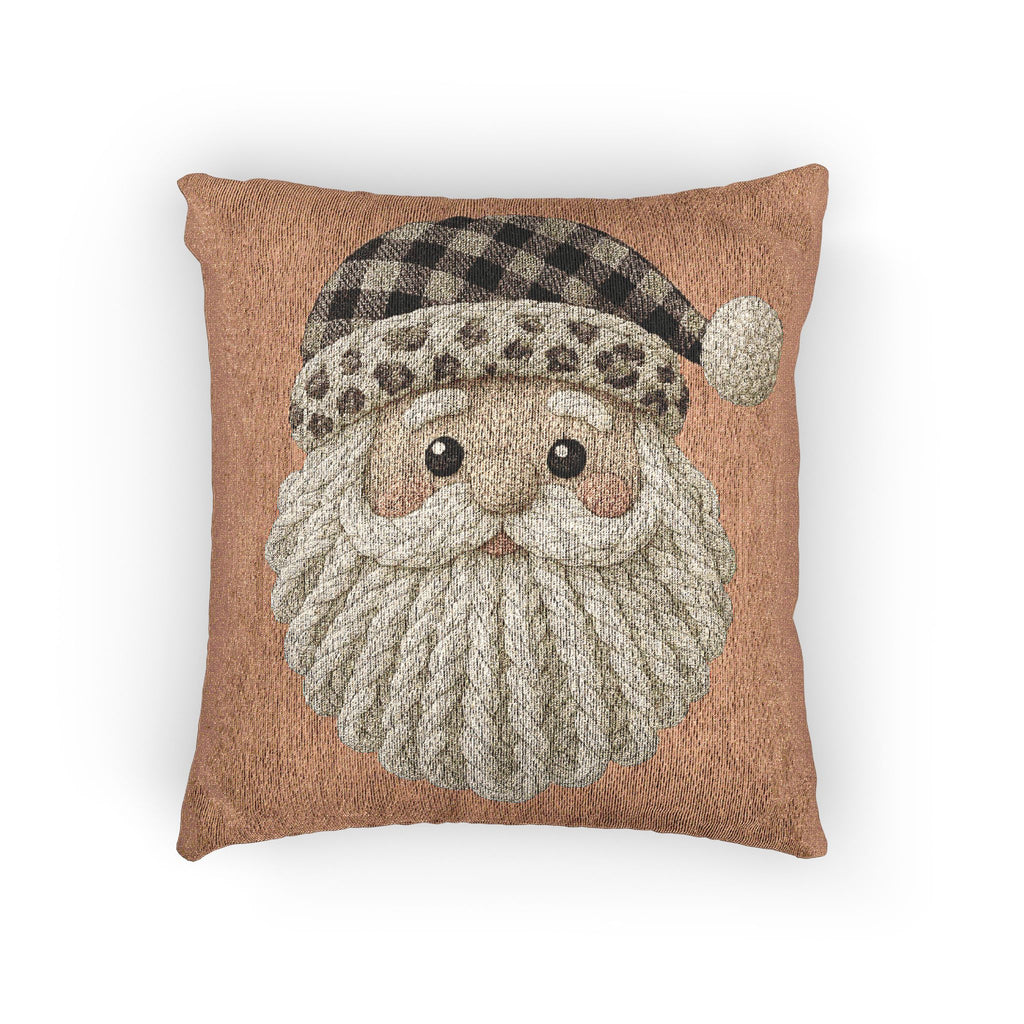 Santa Face Woven Pillow — Rustic Holiday Decorative Throw Pillow CHRISTMAS PILLOW DÉCOR
