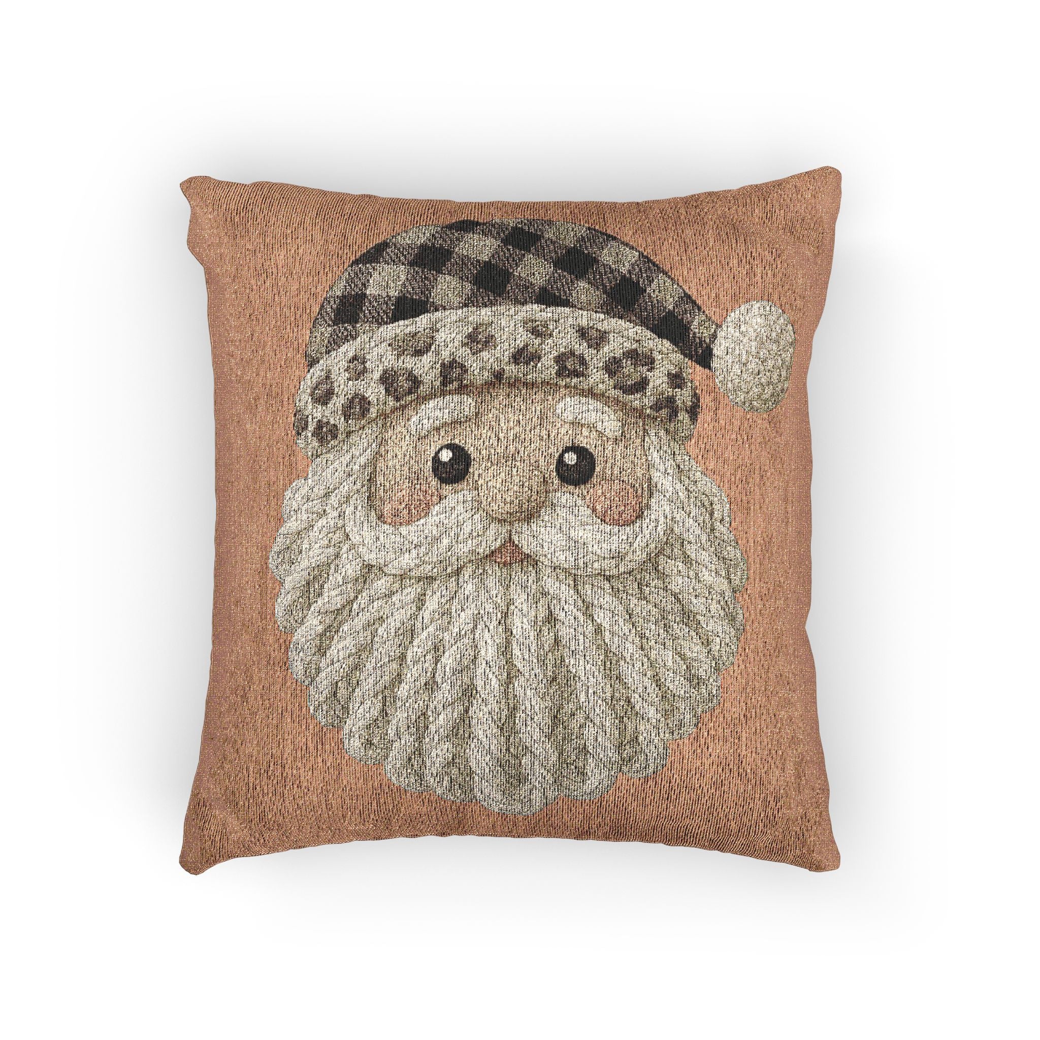 Santa Face Woven Pillow — Rustic Holiday Decorative Throw Pillow CHRISTMAS PILLOW DÉCOR