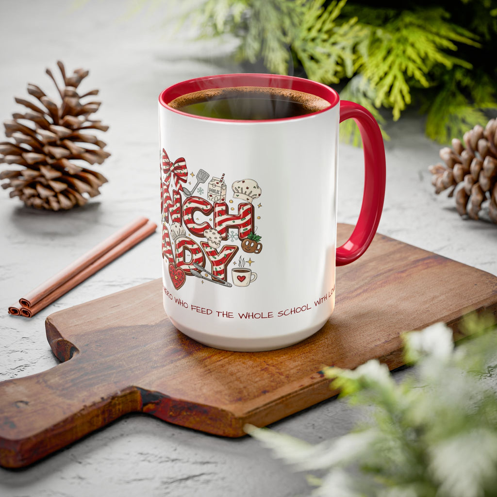 Lunch Lady Mug "Cafeteria Hero Who Feeds the Whole School With Love" | 11oz/15oz Gift  School Staff Christmas Mug Collection