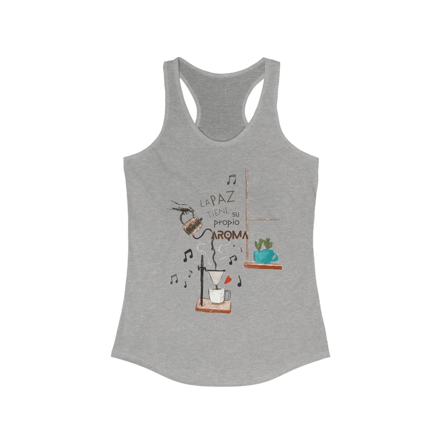 Fuerza, Belleza y Mensaje con Propósito. Cozy Coffee Vibes Racerback Tank | Gift for Coffee Lovers, Casual Wear, Summer Top, Music Inspired Apparel, Beachwear