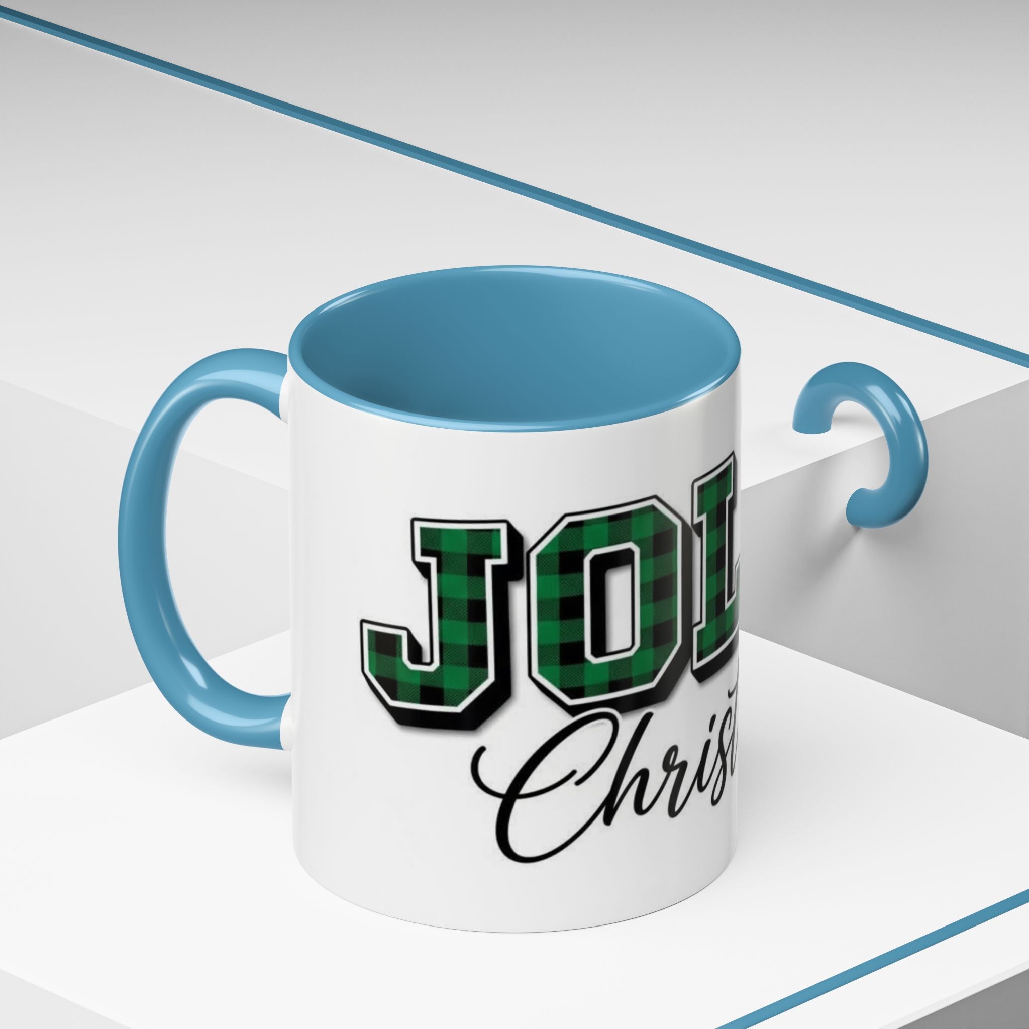 Holly Christmas Accent Coffee Mug — Green Plaid Holiday Gift (11/15oz)