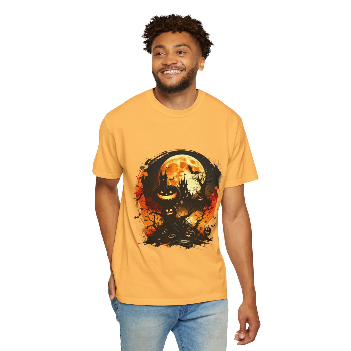 Halloween Moon Graphic T-shirt, Unisex Spooky Shirt, Fall Outfit, October Fest Tee, Halloween Party Wear, Trick or Treat T-shirt