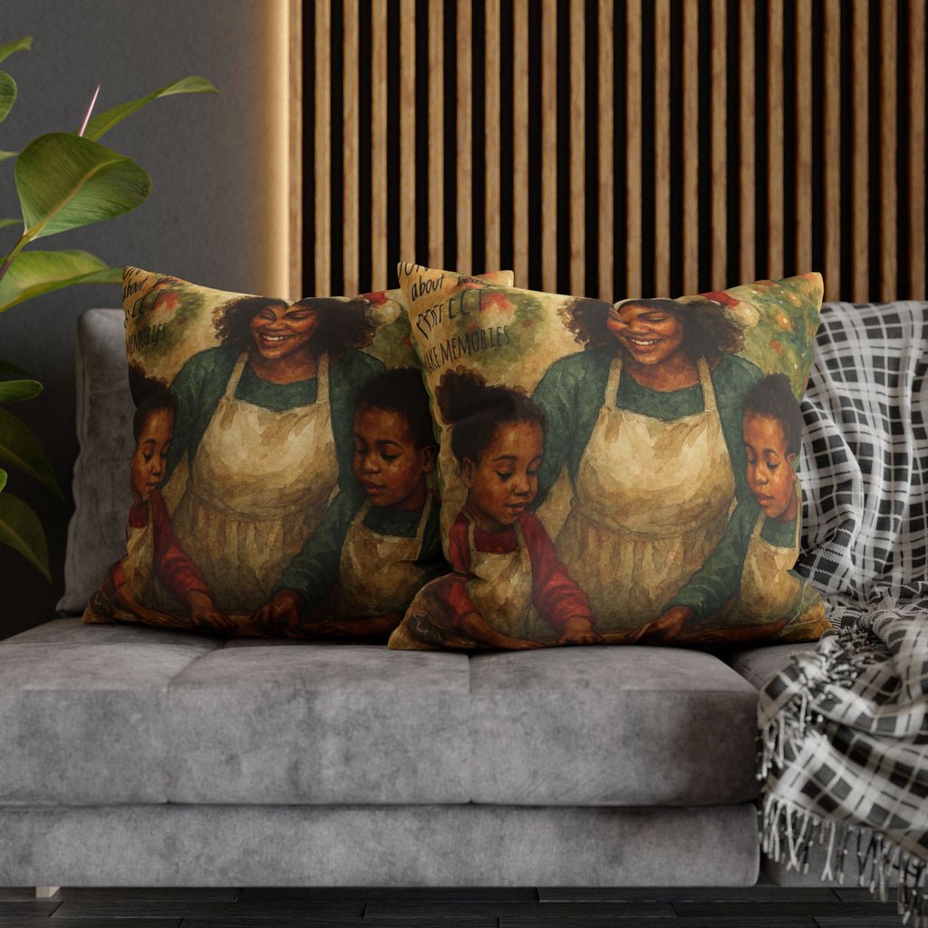 Holiday Baking Family Pillowcase — Square Decorative Throw Pillow