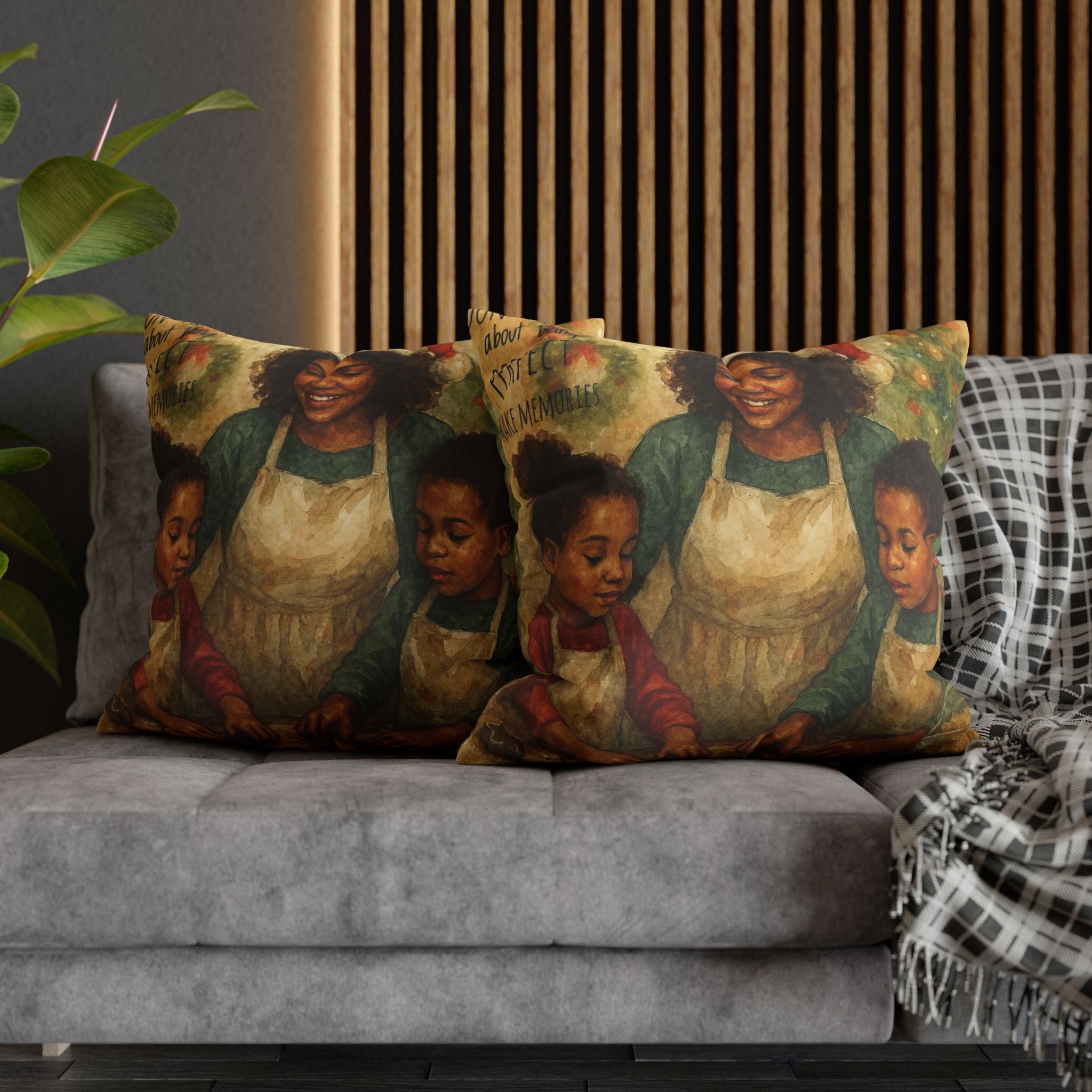 Holiday Baking Family Pillowcase — Square Decorative Throw Pillow