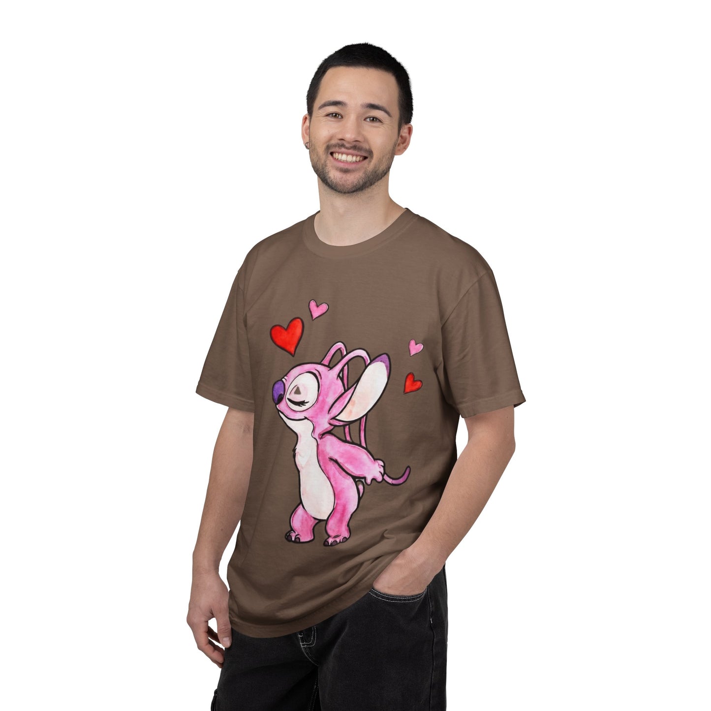 T-Shirt — Cute Pink Cartoon Creature with Hearts | Valentine’s Gift Tee