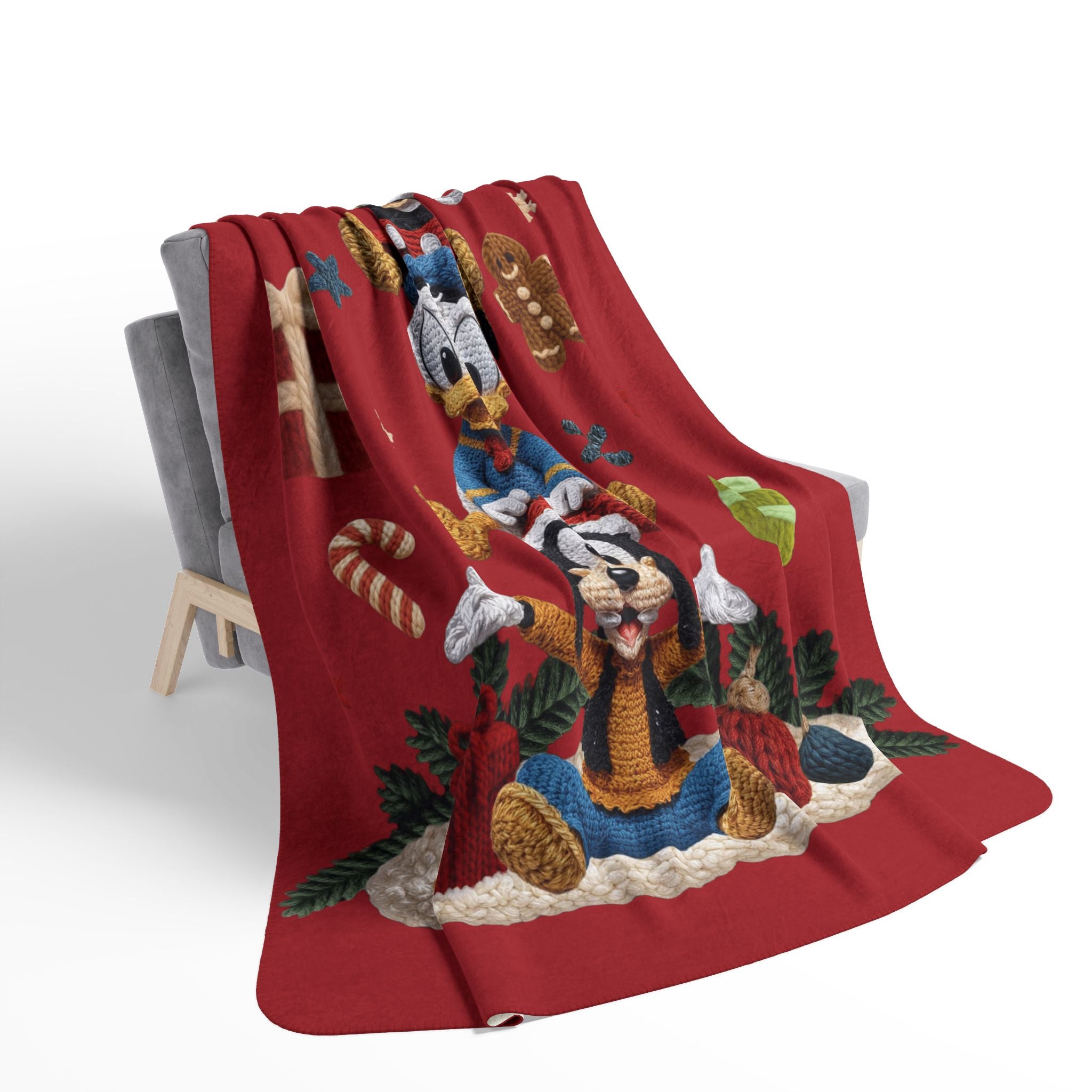 Winter Wonderland Cartoon Fleece Blanket Christmas Disney Fleece Sherpa Blanket  Mickey, Donald & Goofy Holiday Throw
