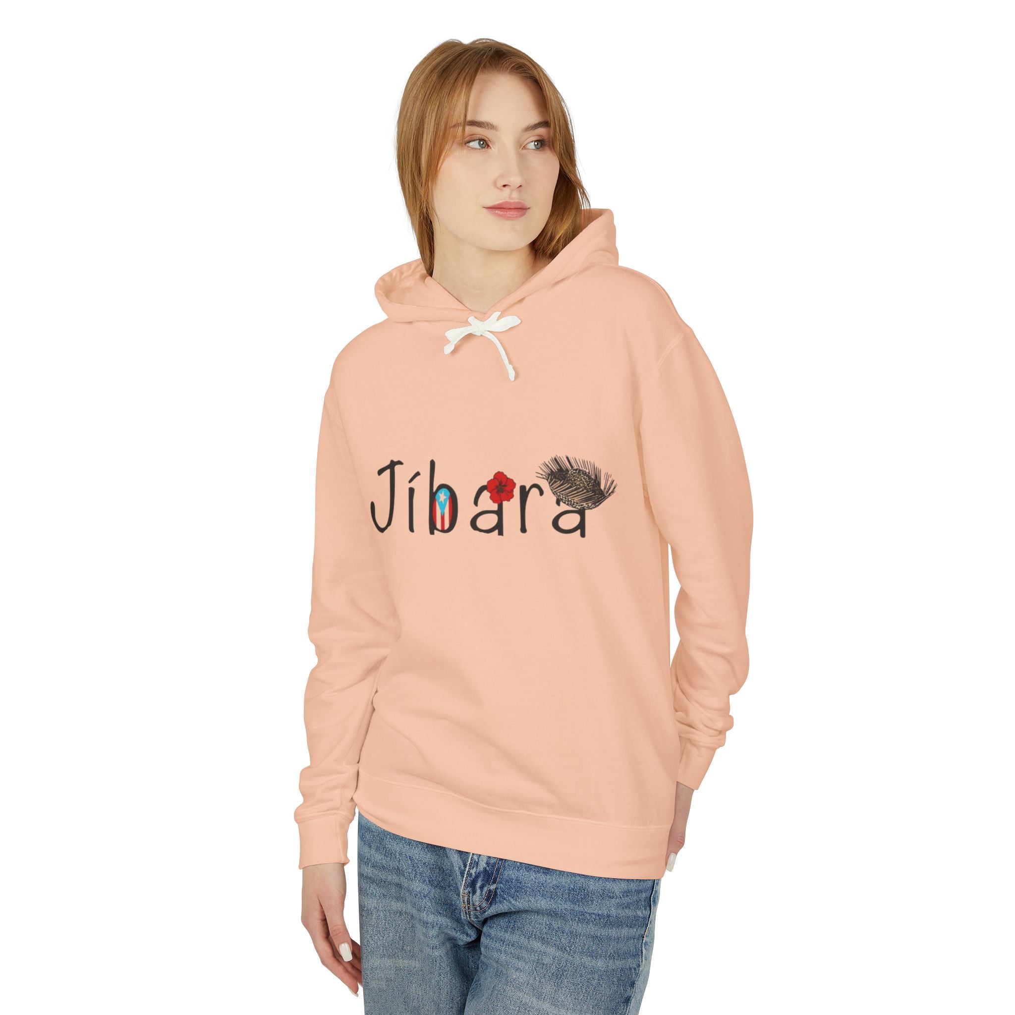 Jíbara Hoodie — Puerto Rican Heart Flag Lightweight Hooded Sweatshirt