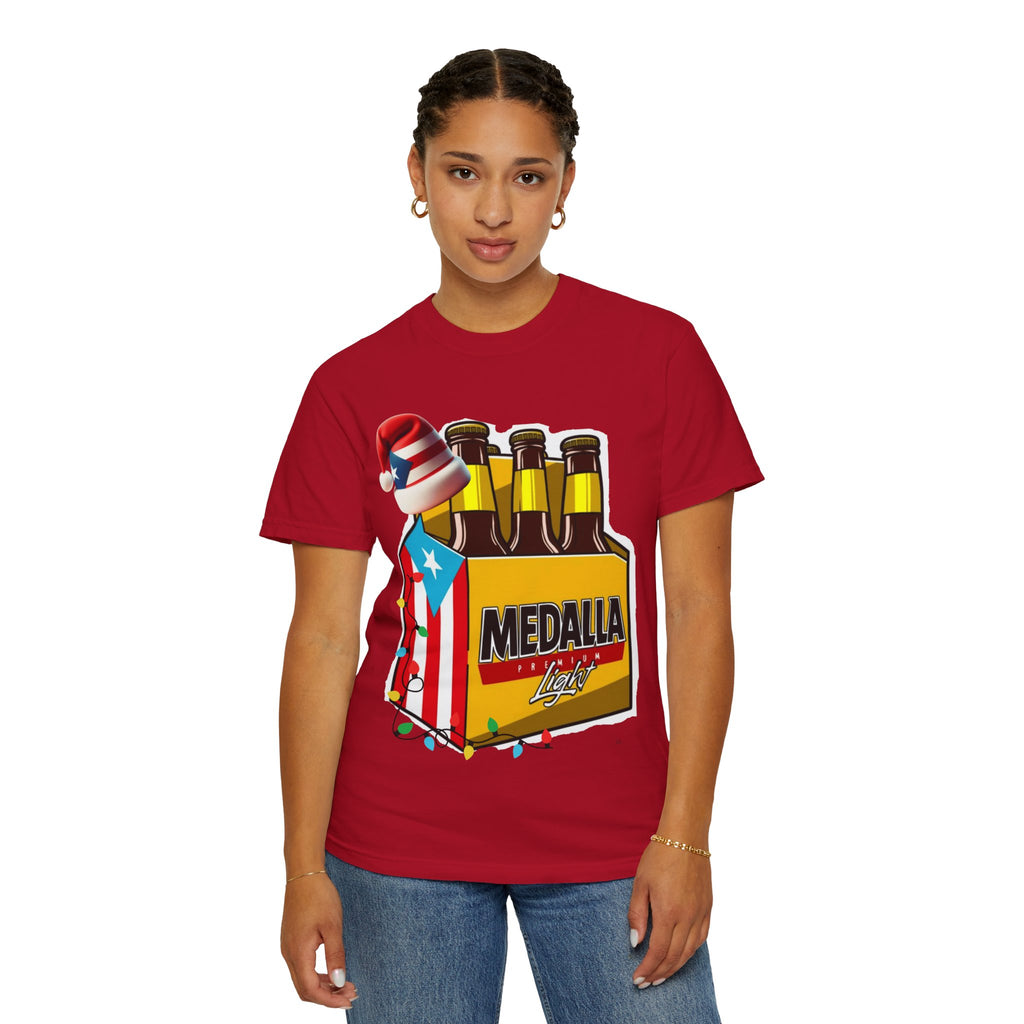 Medalla Light Beer T-Shirt  Navidad Boricua Holiday Tee Puerto Rico’s Navidades