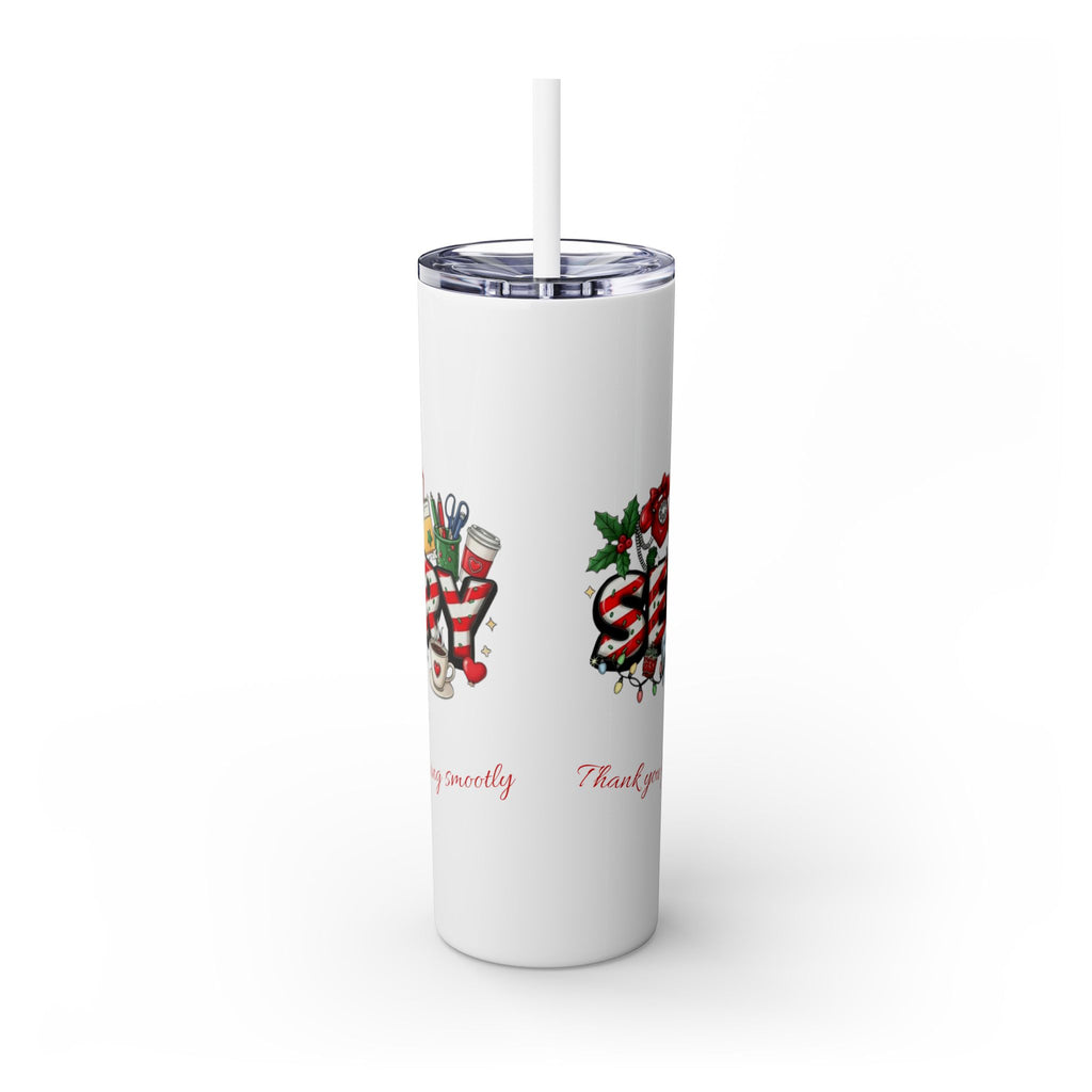 Christmas mug for the office team who keeps everything running smoothly. Candy Cane Christmas Office Secret Santa Design, 20oz with Straw