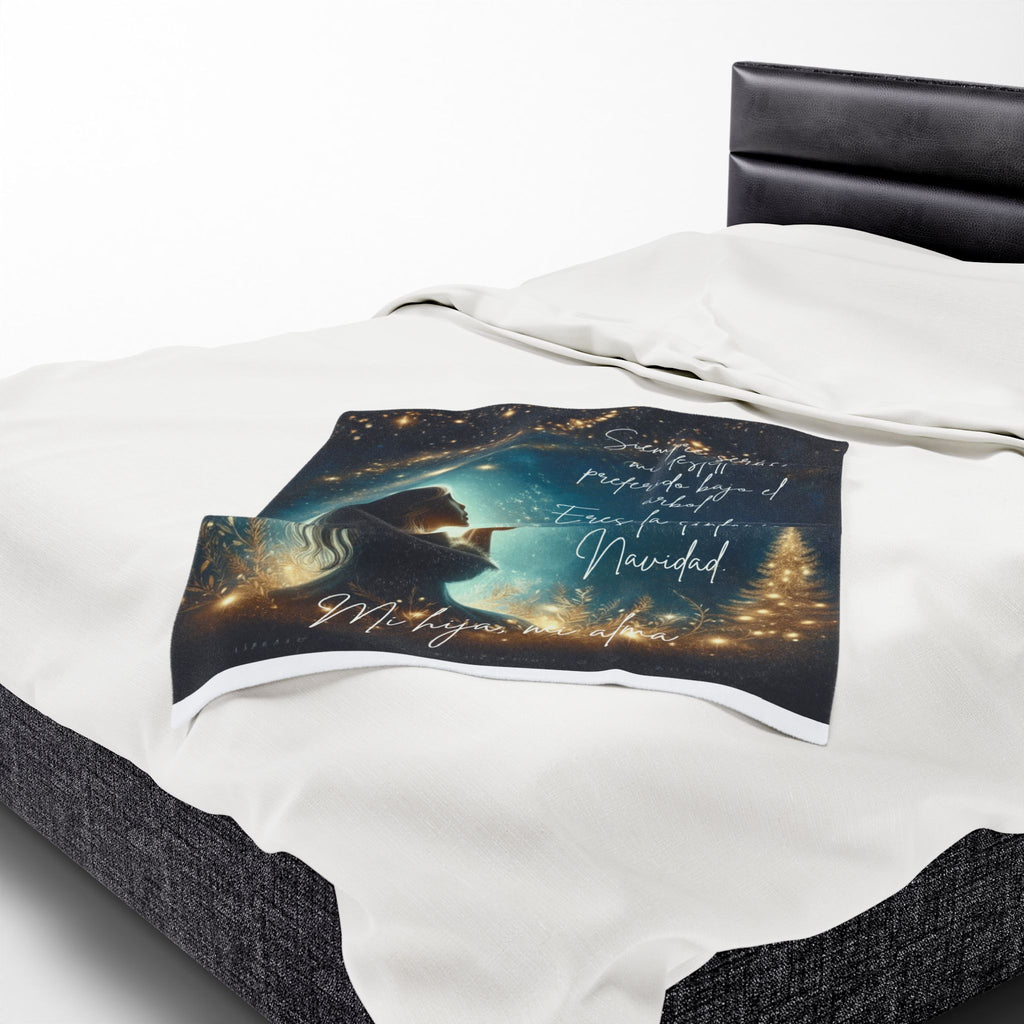 Christmas Velveteen Plush Blanket "Eres la sinfonía de mi alma" Holiday Throw