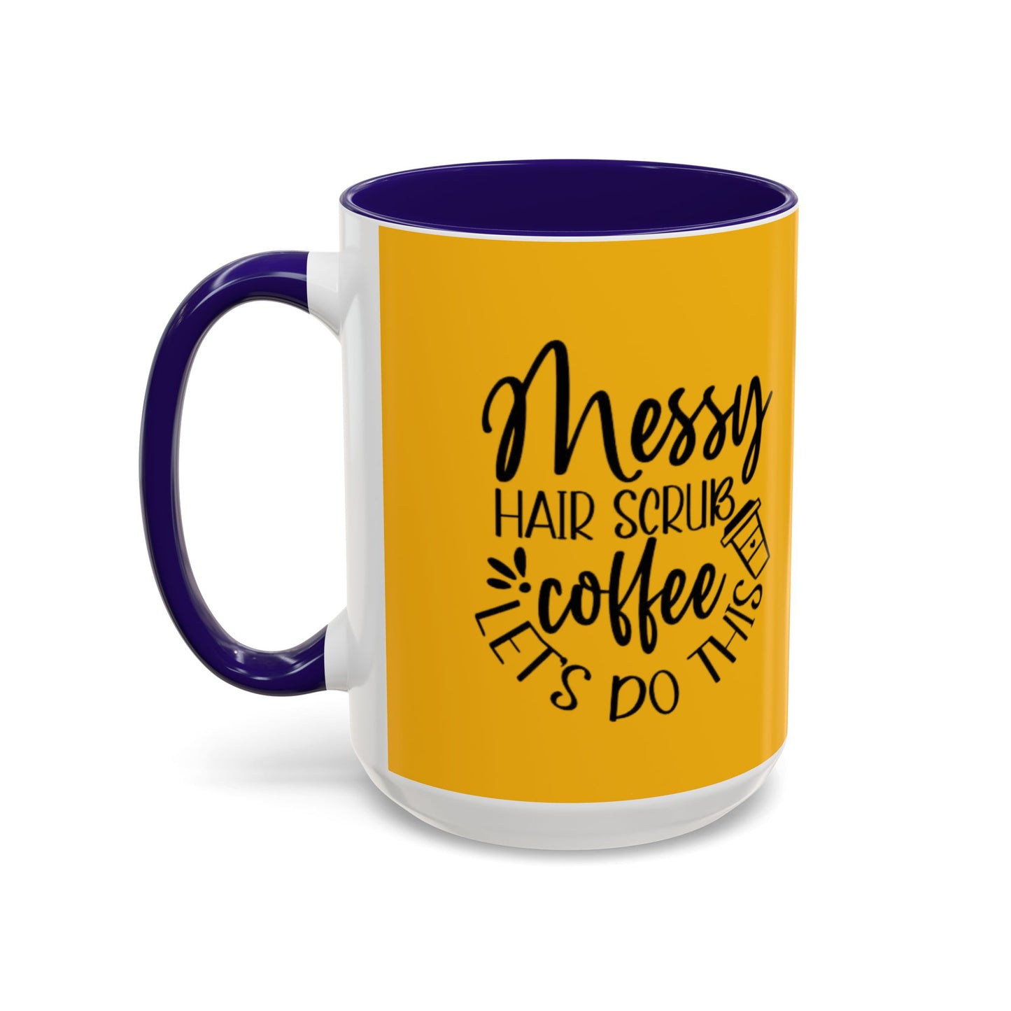Holiday Coffee Cups with Festive Quotes & Designs Messy Hair Coffee Mug - Fun Yellow Ceramic Cup for Coffee Lovers