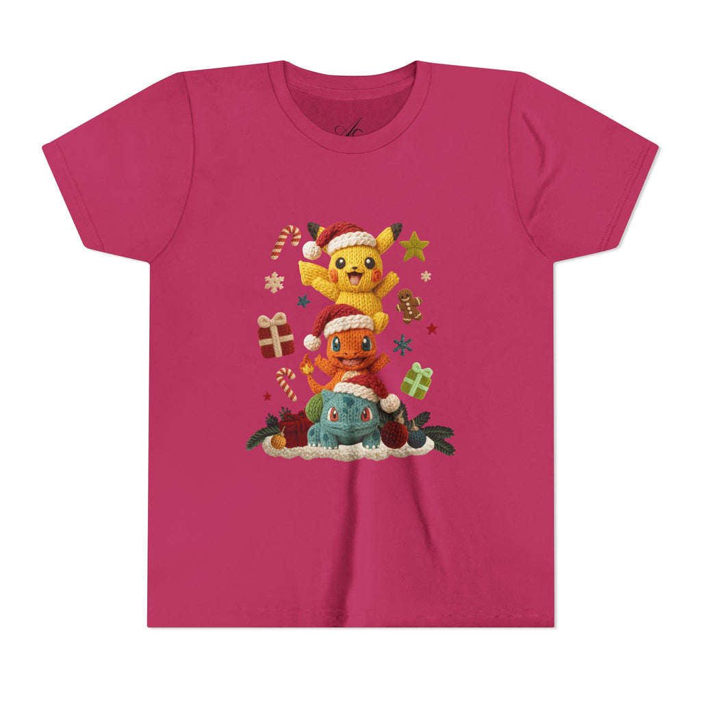 Kids Holiday Tee  Cute Stacked cartoon Characters Christmas Design