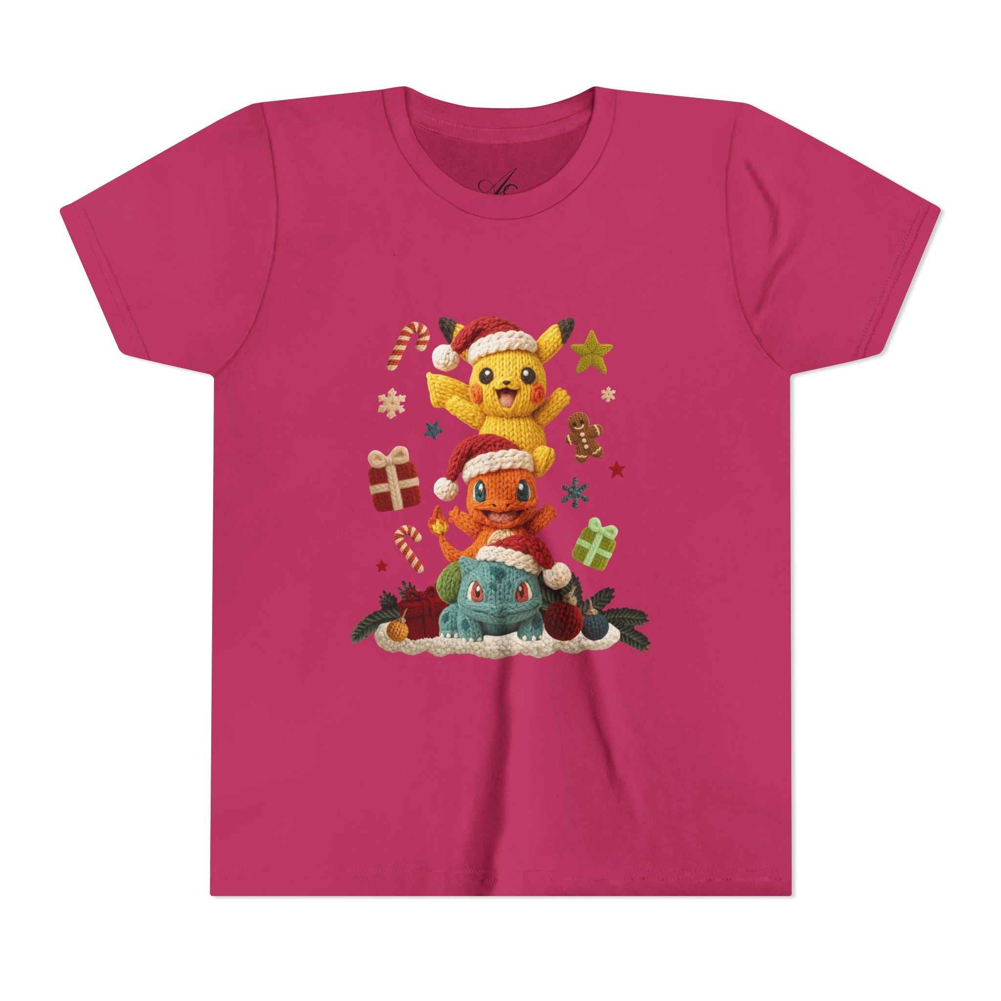 Kids Holiday Tee  Cute Stacked cartoon Characters Christmas Design