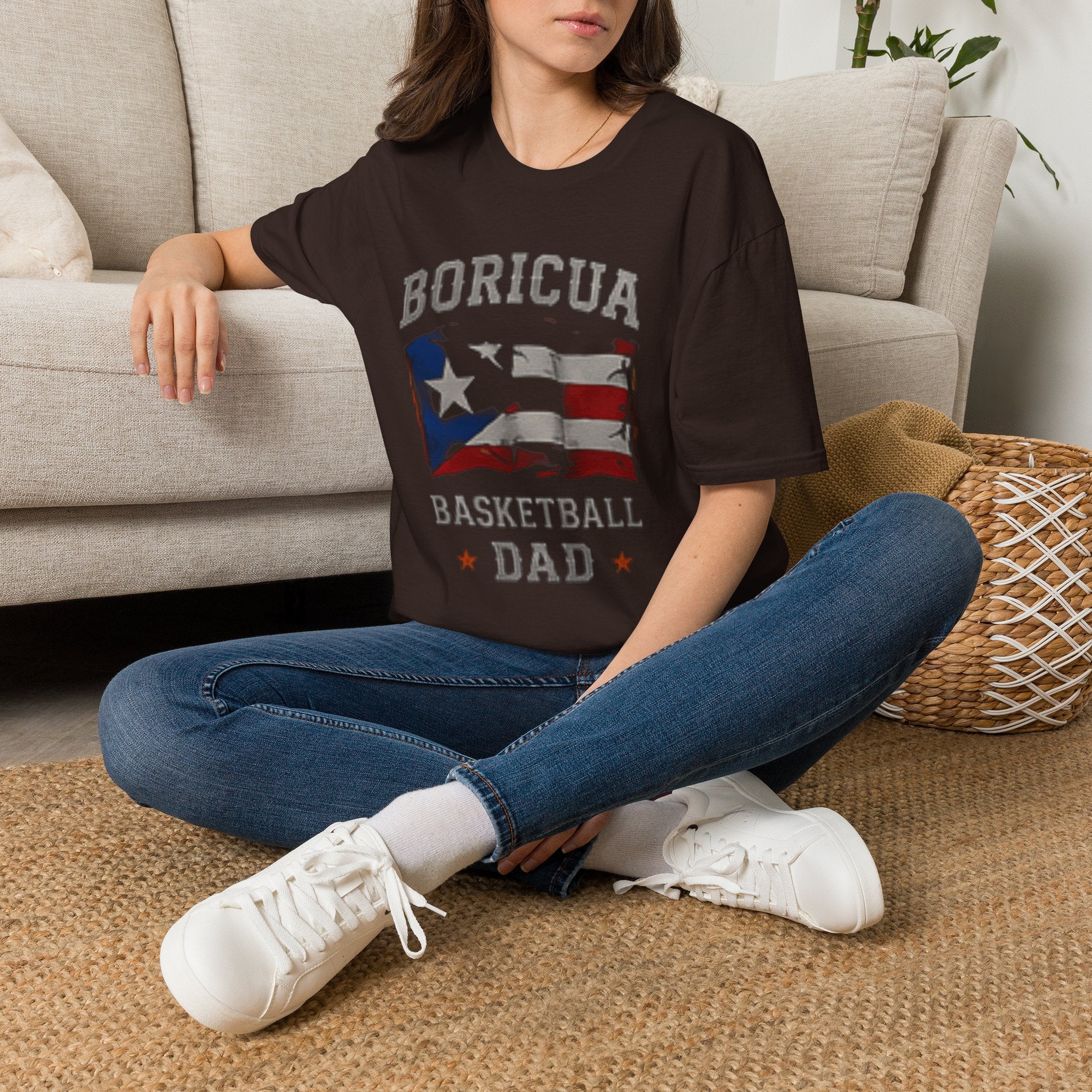 Boricua Basketball Dad T-Shirt — Puerto Rican Flag Pride Tee