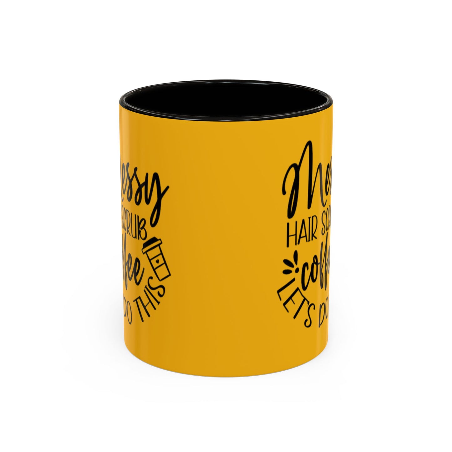Holiday Coffee Cups with Festive Quotes & Designs Messy Hair Coffee Mug - Fun Yellow Ceramic Cup for Coffee Lovers