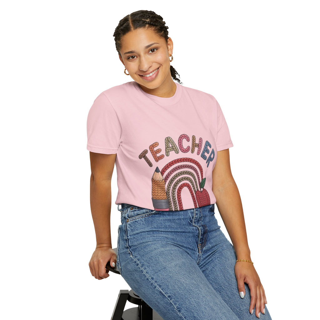 Teacher Rainbow Pencil & Apple T-Shirt — Back-to-School Gift for Educators
