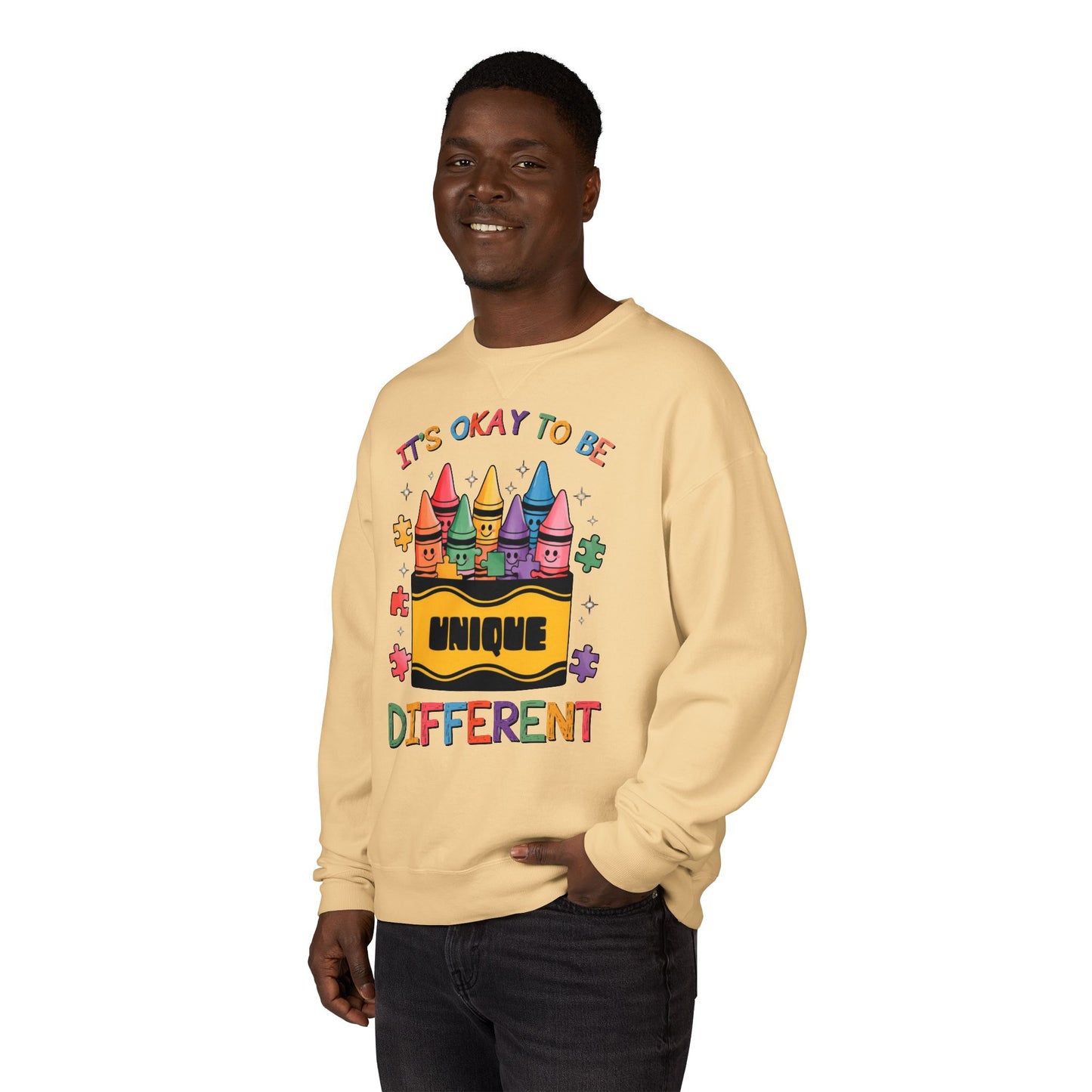 Autism Awareness & Pride Collection Unique & Different Crewneck Sweatshirt - Unisex ComfortWash®