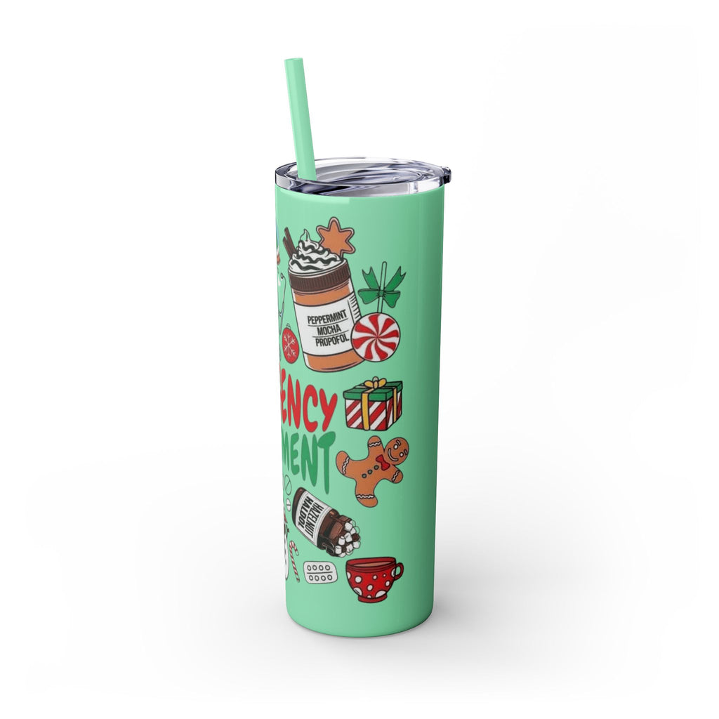Emergency Department Nurse Christmas Skinny Tumbler - 20oz Holiday Medical Travel Cup with Straw Medical Christmas Mug